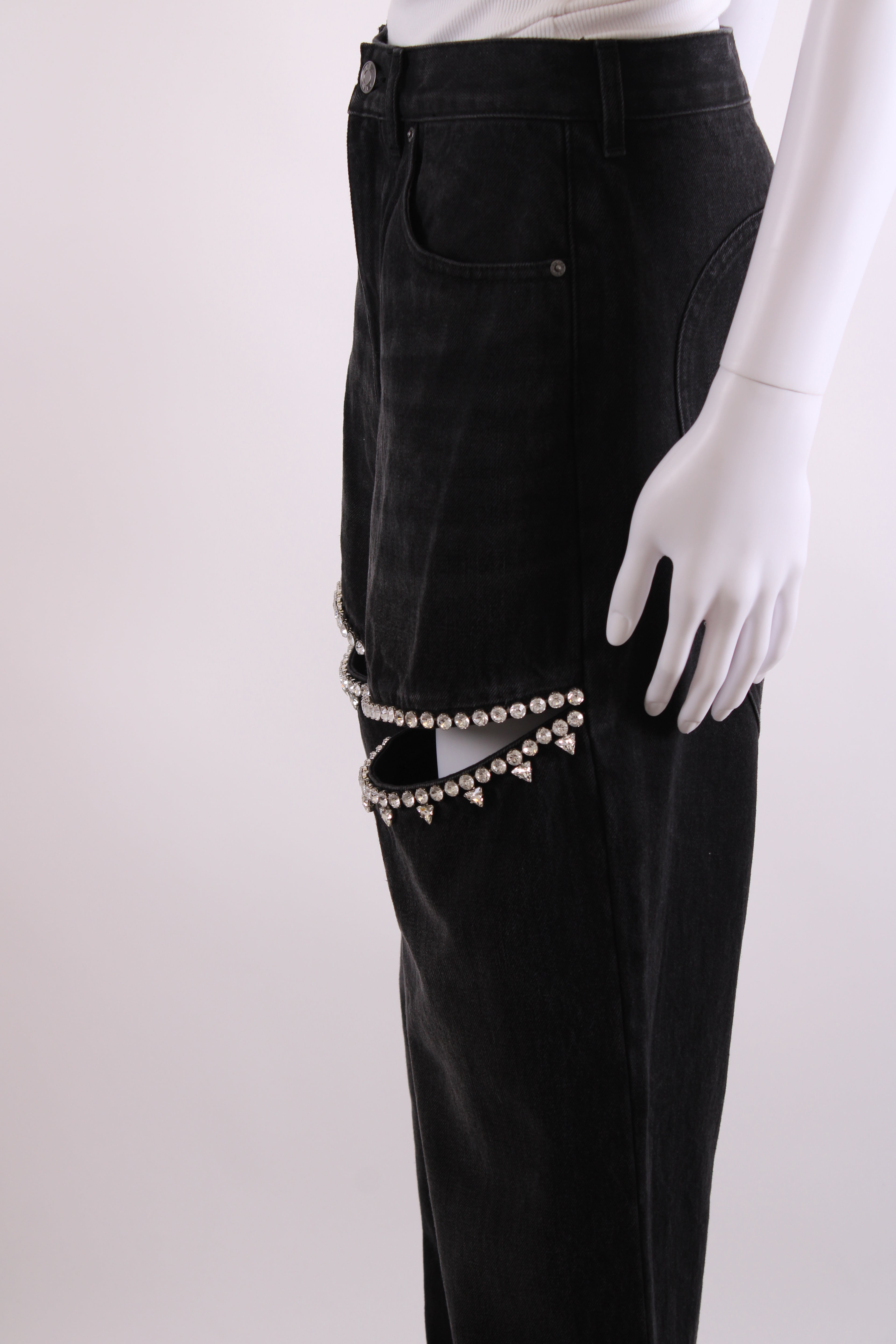 Area Crystal Embellished Jeans Washed Black 28W