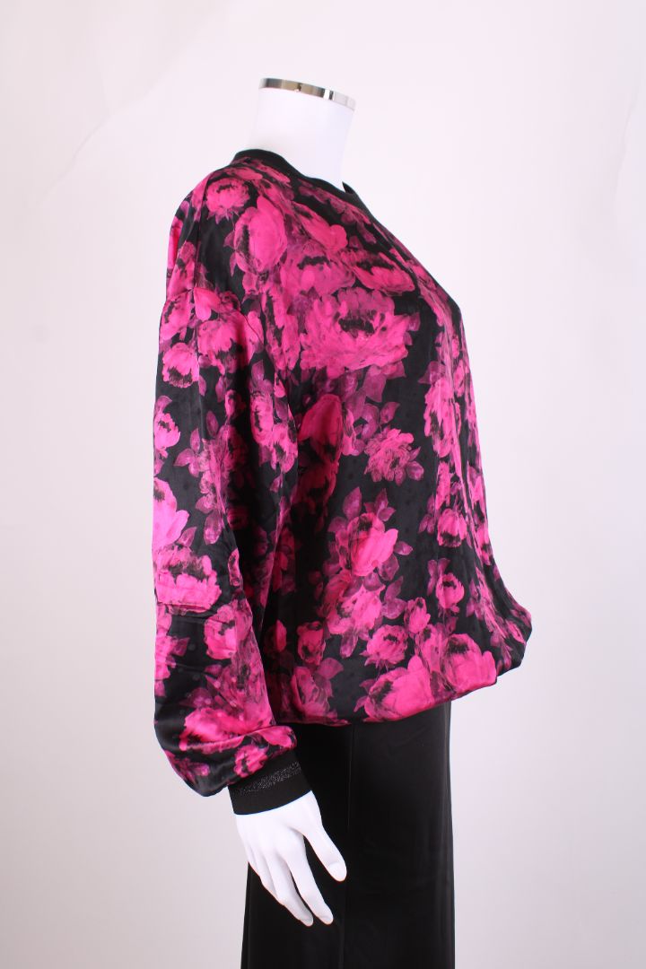 Stella McCartney L/S Floral Top Black/ Plum M