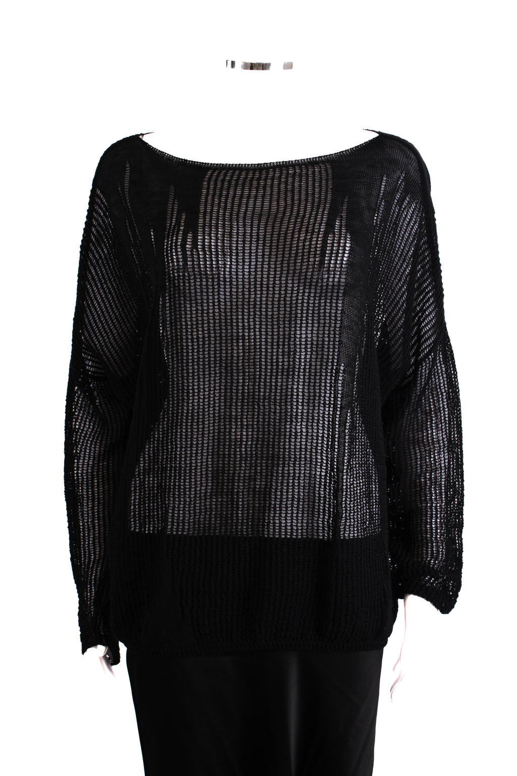 Sarah Pacini L/S Open Knit Jumper Black O/S