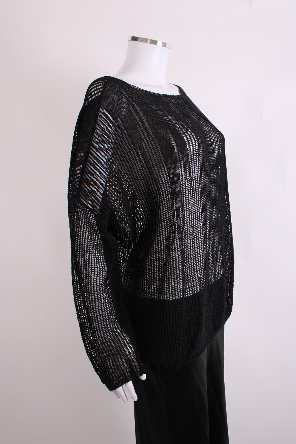 Sarah Pacini L/S Open Knit Jumper Black O/S