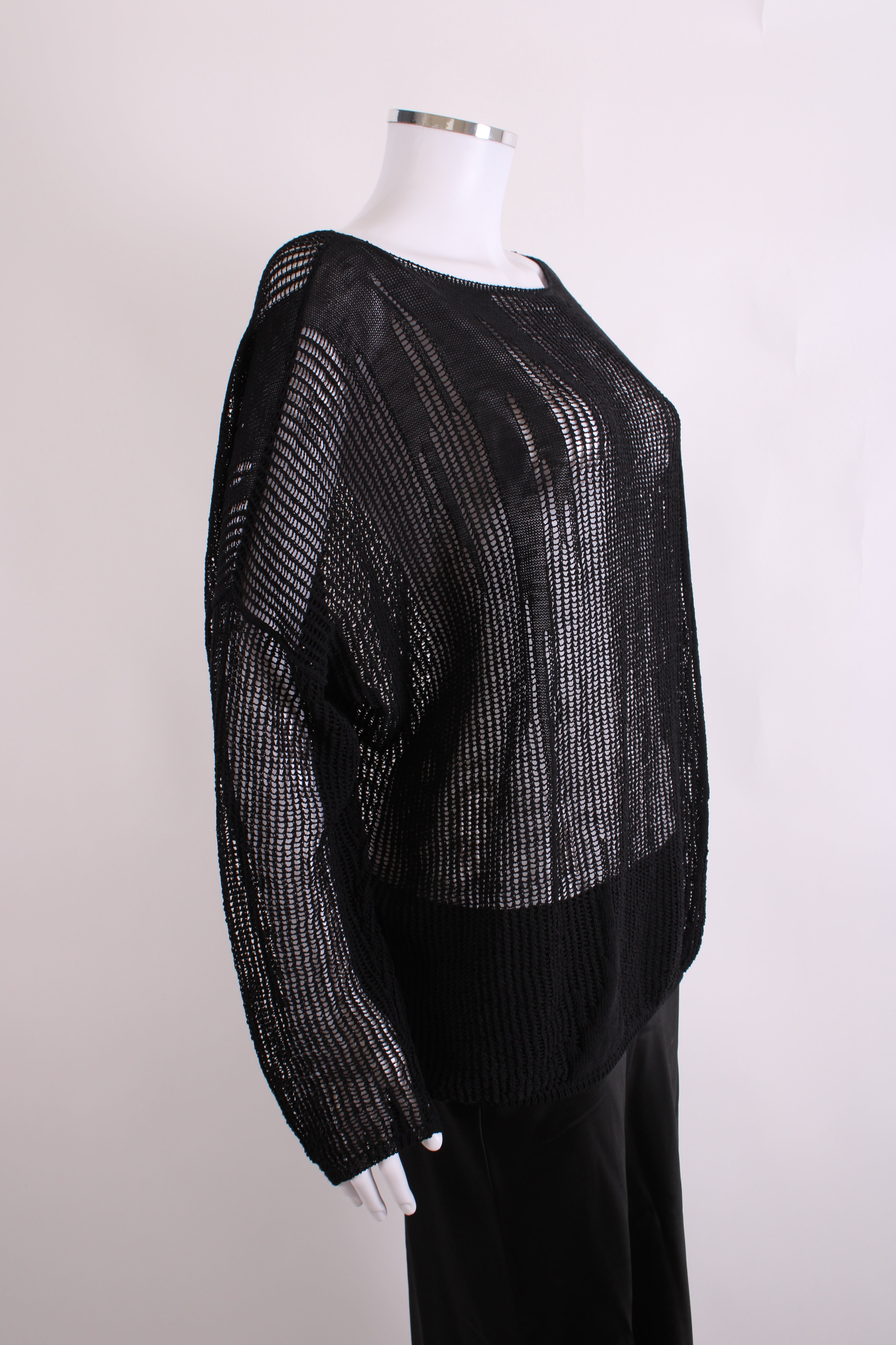 Sarah Pacini L/S Open Knit Jumper Black O/S