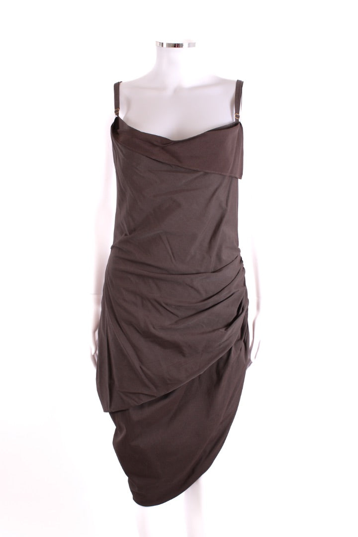 Jacquemus S/S Ruched Mini Dress Brown 14