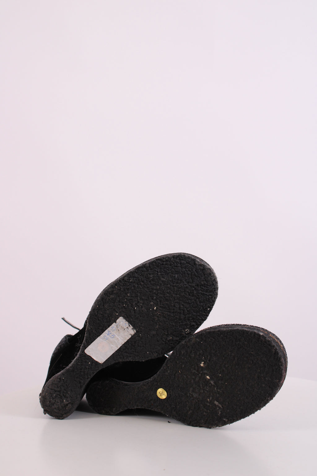 Fendi Sequin Velvet Logo Wedges Navy 36