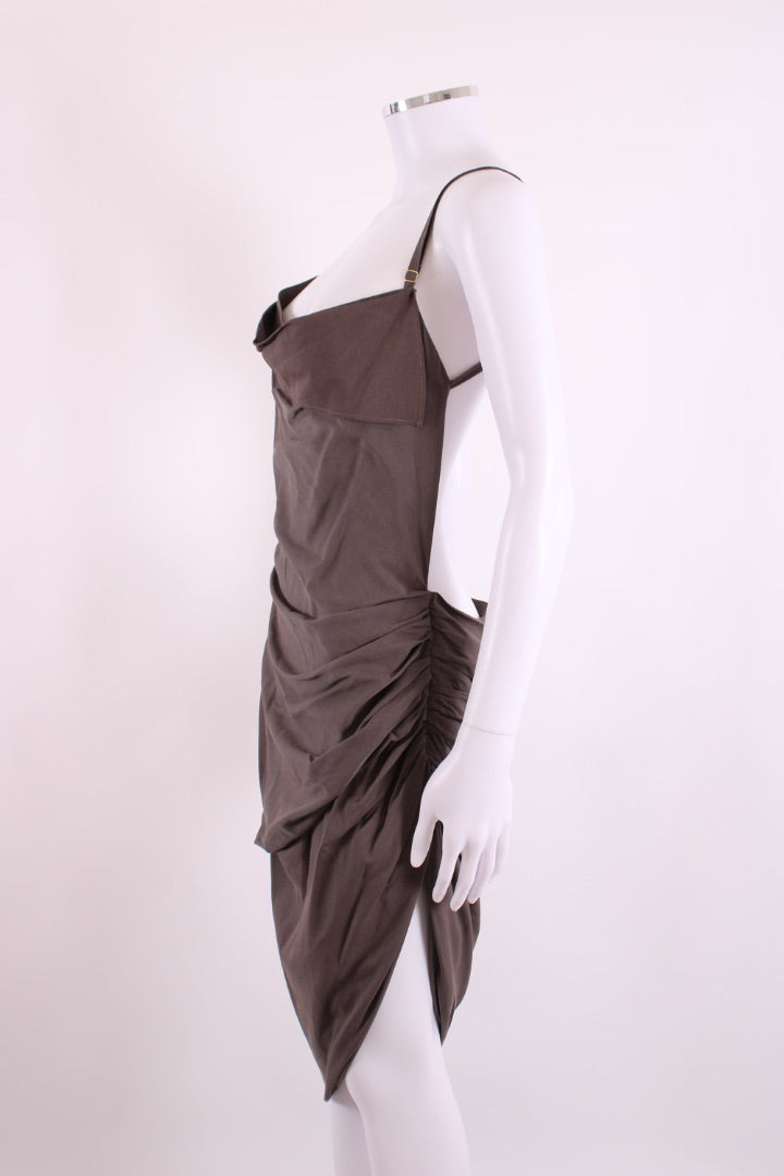 Jacquemus S/S Ruched Mini Dress Brown 14 – Elite Preloved