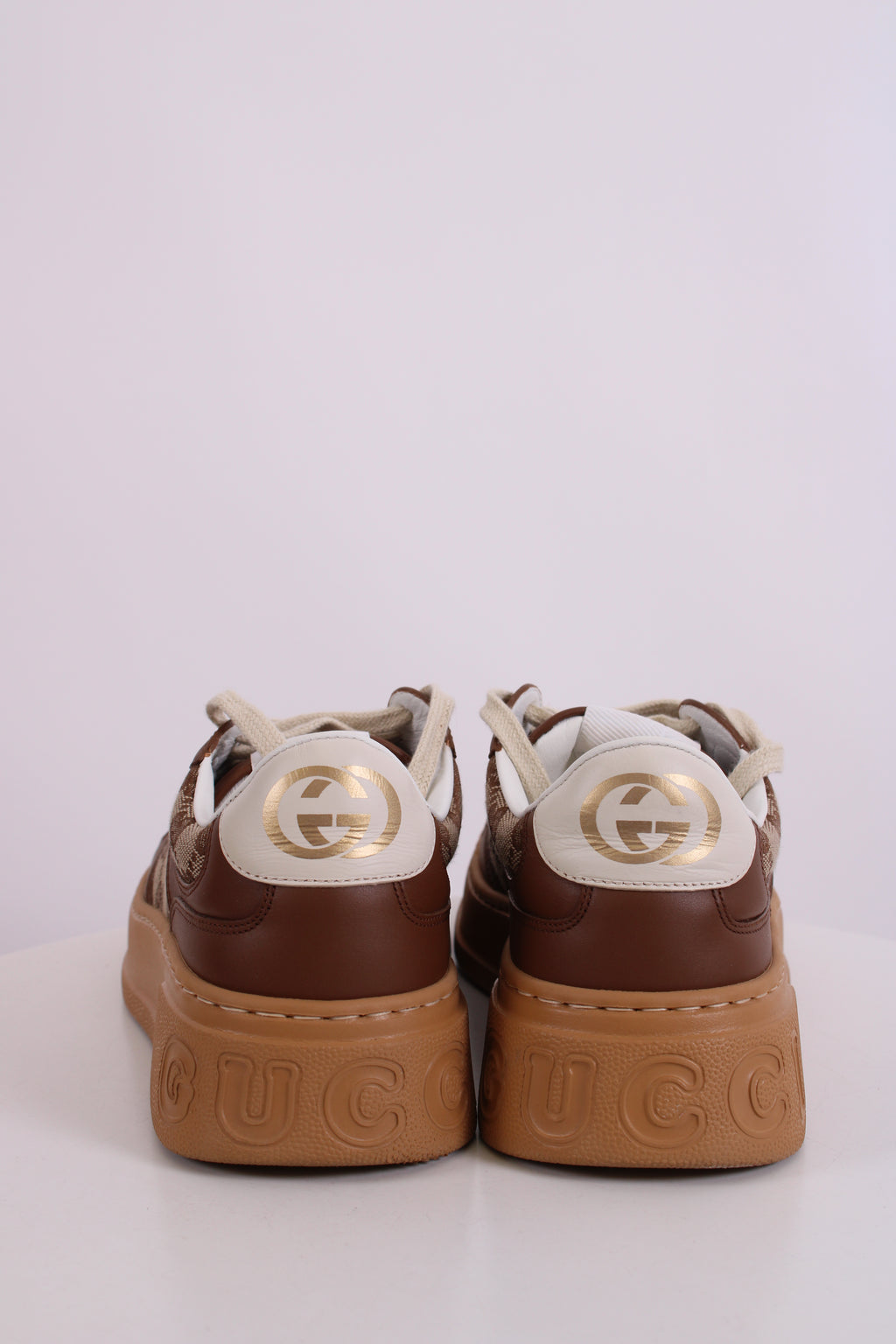 Gucci GG Canvas Low Top Trainers Beige/ Brown 38