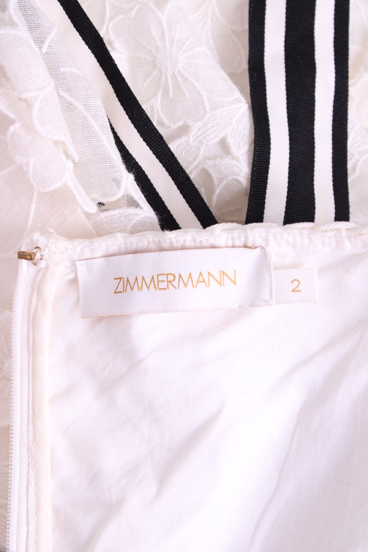 Zimmermann S/S Lace Stripe Belt Dress Cream 12