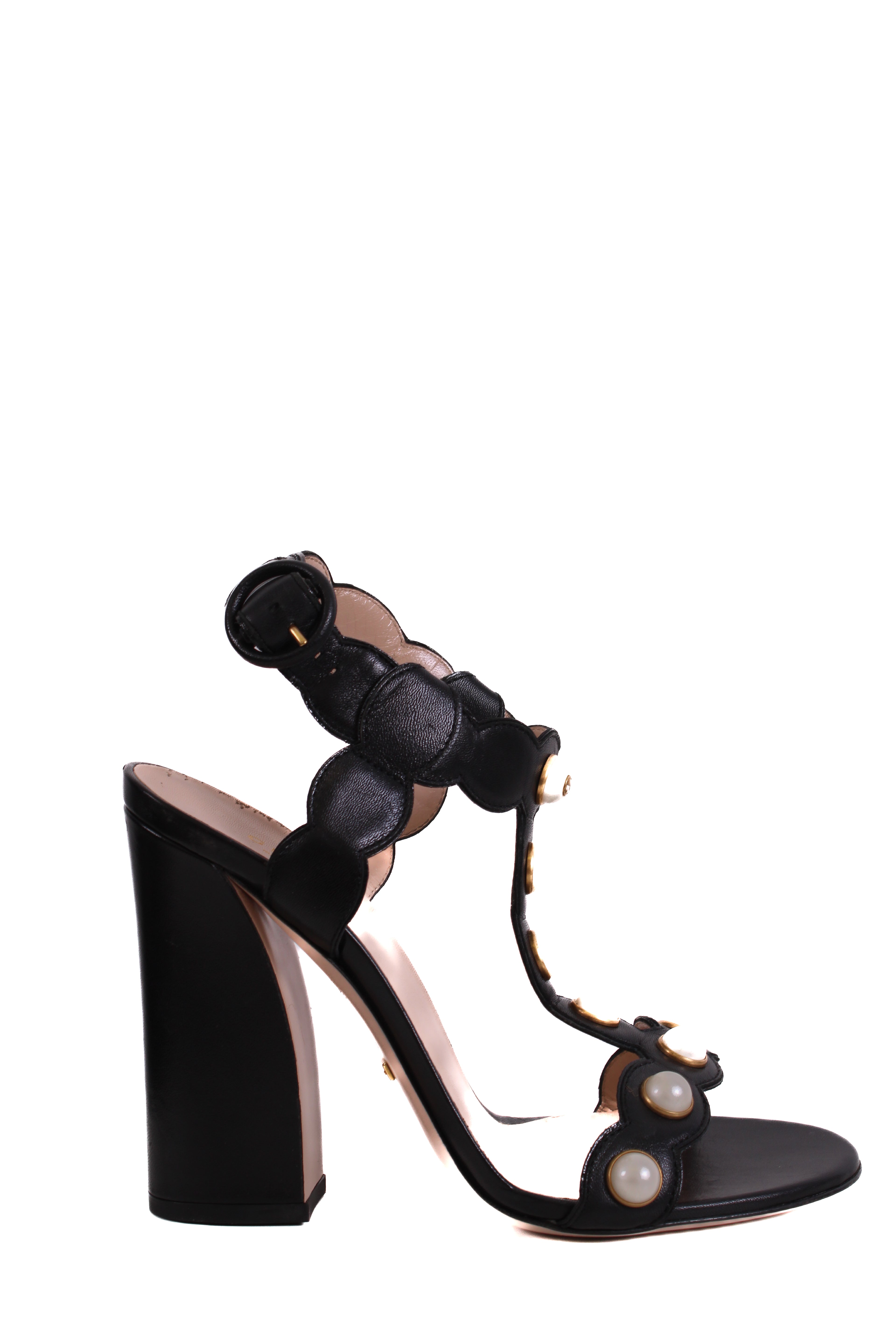 Gucci Faux Pearl Embellished Heels Black 38