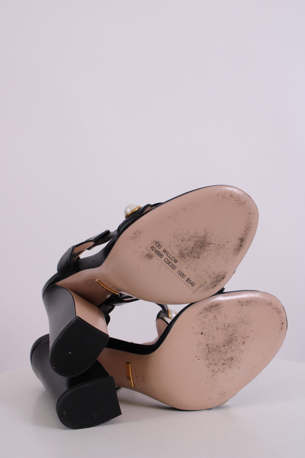 Gucci Faux Pearl Embellished Heels Black 38
