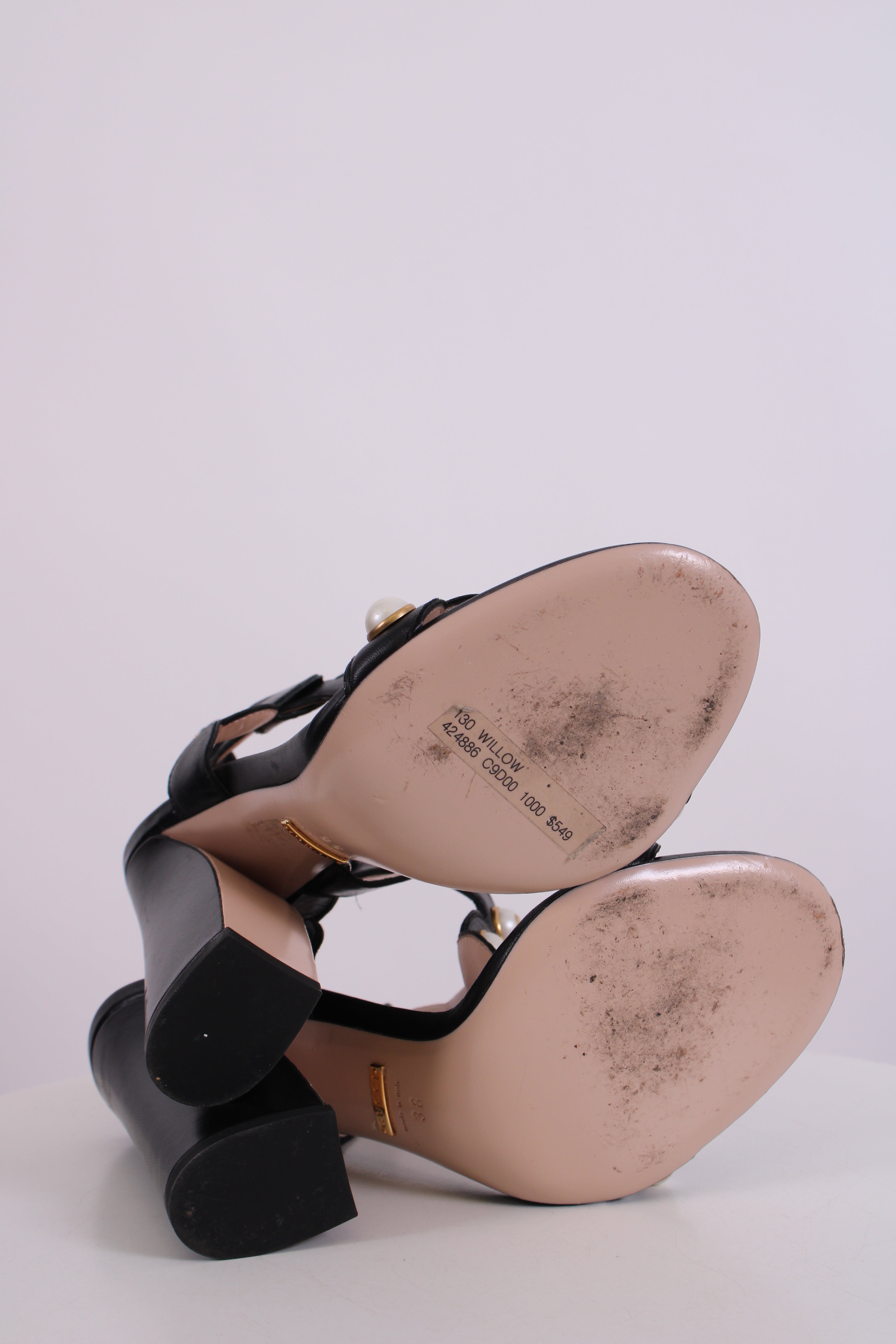 Gucci Faux Pearl Embellished Heels Black 38