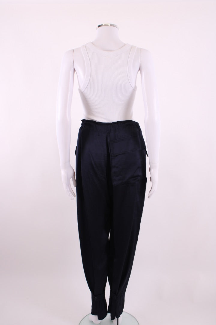 4SDesigns Cargo Pocket SatinTrousers Navy S