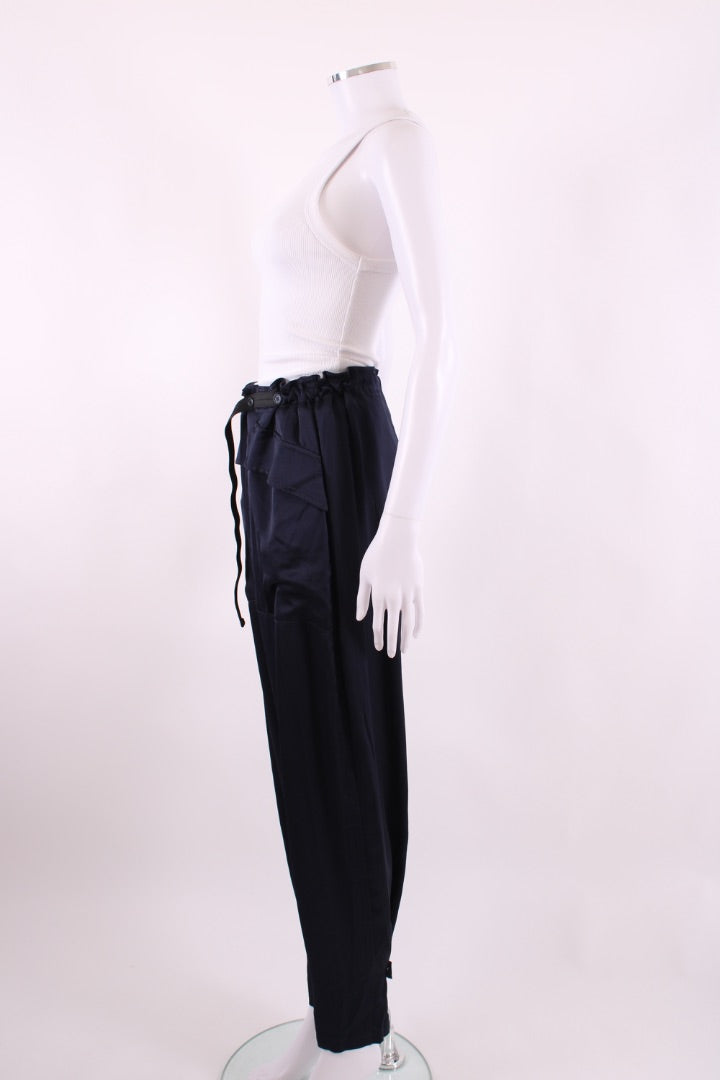 4SDesigns Cargo Pocket SatinTrousers Navy S