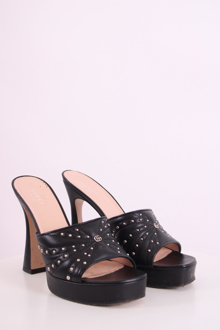 Gucci GG Studded Mule Heels Black 39