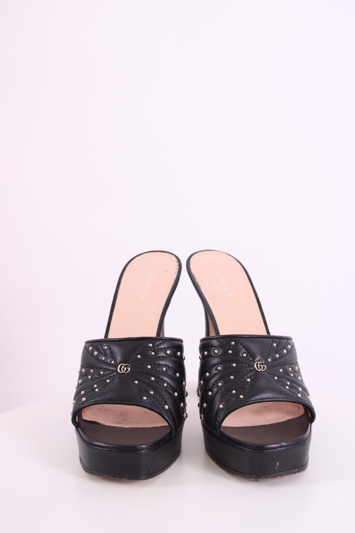 Gucci GG Studded Mule Heels Black 39