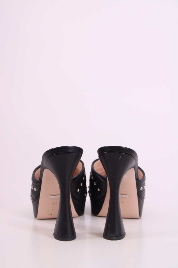 Gucci GG Studded Mule Heels Black 39
