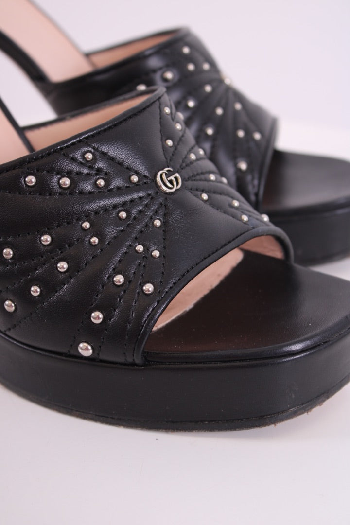 Gucci GG Studded Mule Heels Black 39