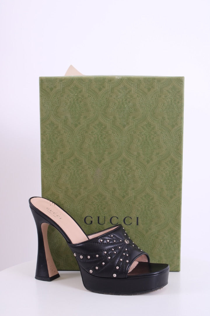 Gucci GG Studded Mule Heels Black 39
