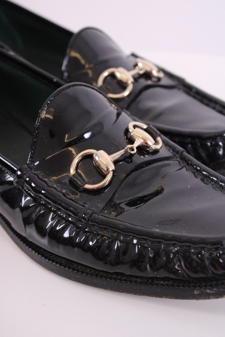 Gucci Patent Horsebit Loafers Black 41