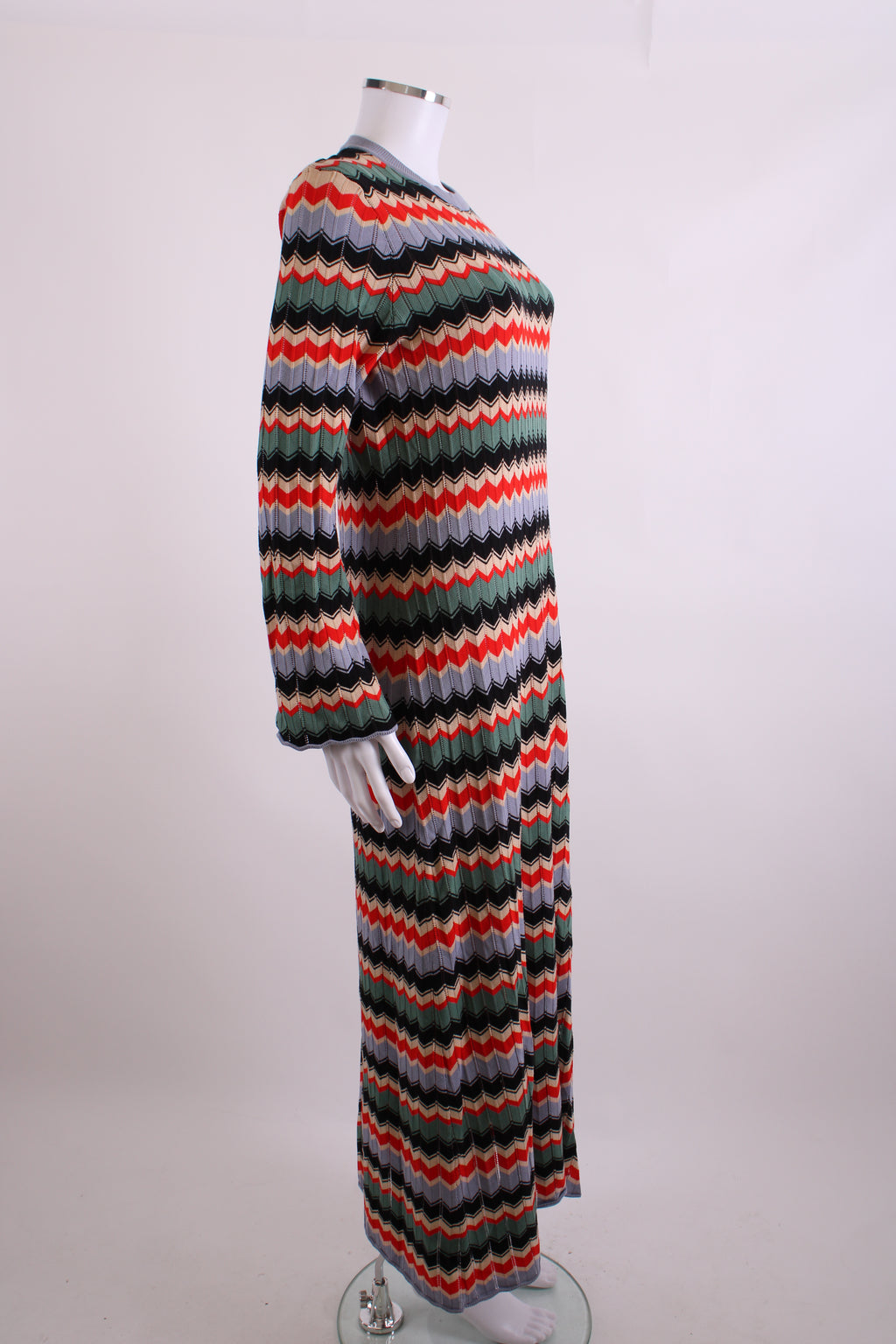 Rixo L/S Chevron Knit Dress Red/ Cream 10