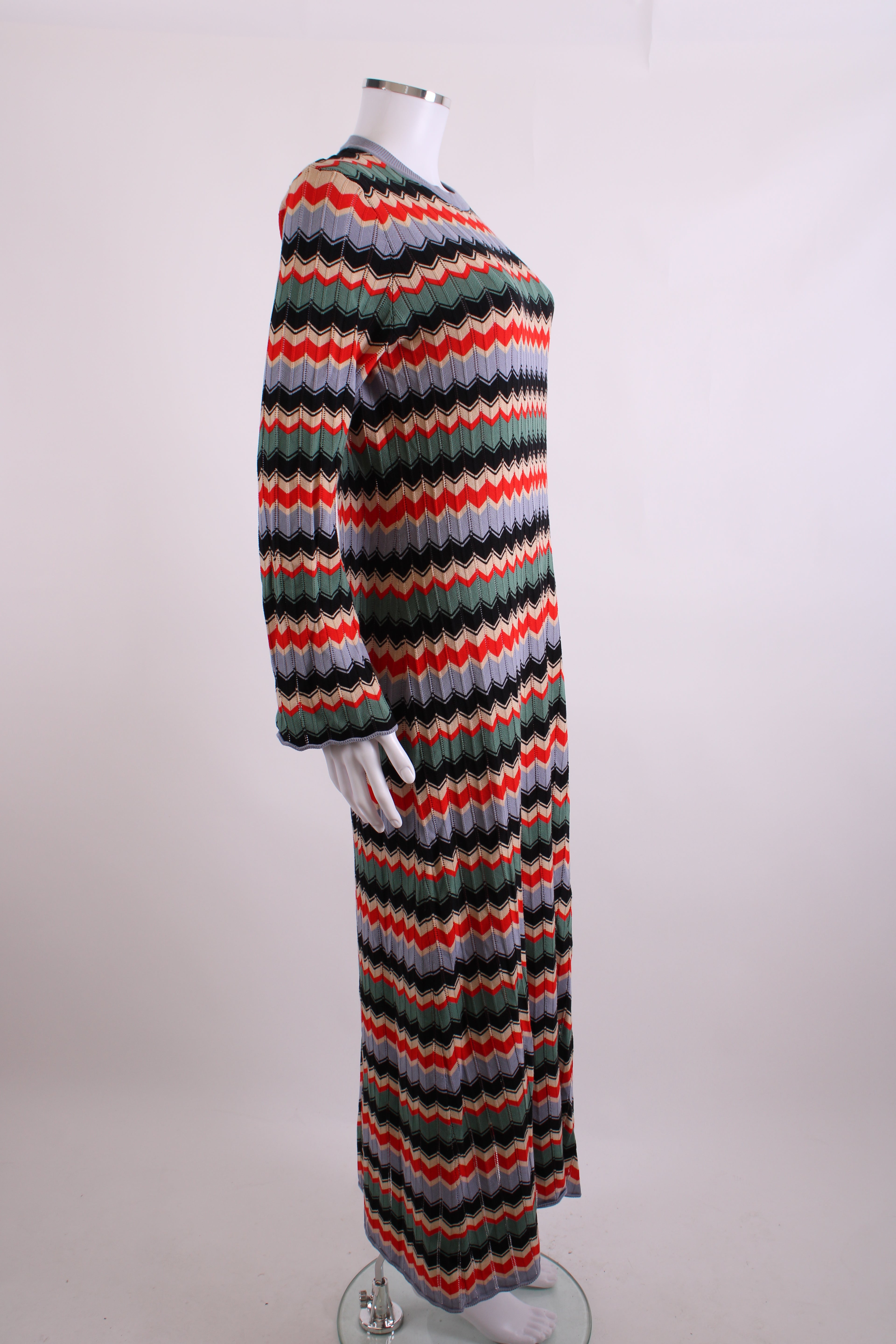 Rixo L/S Chevron Knit Dress Red/ Cream 10