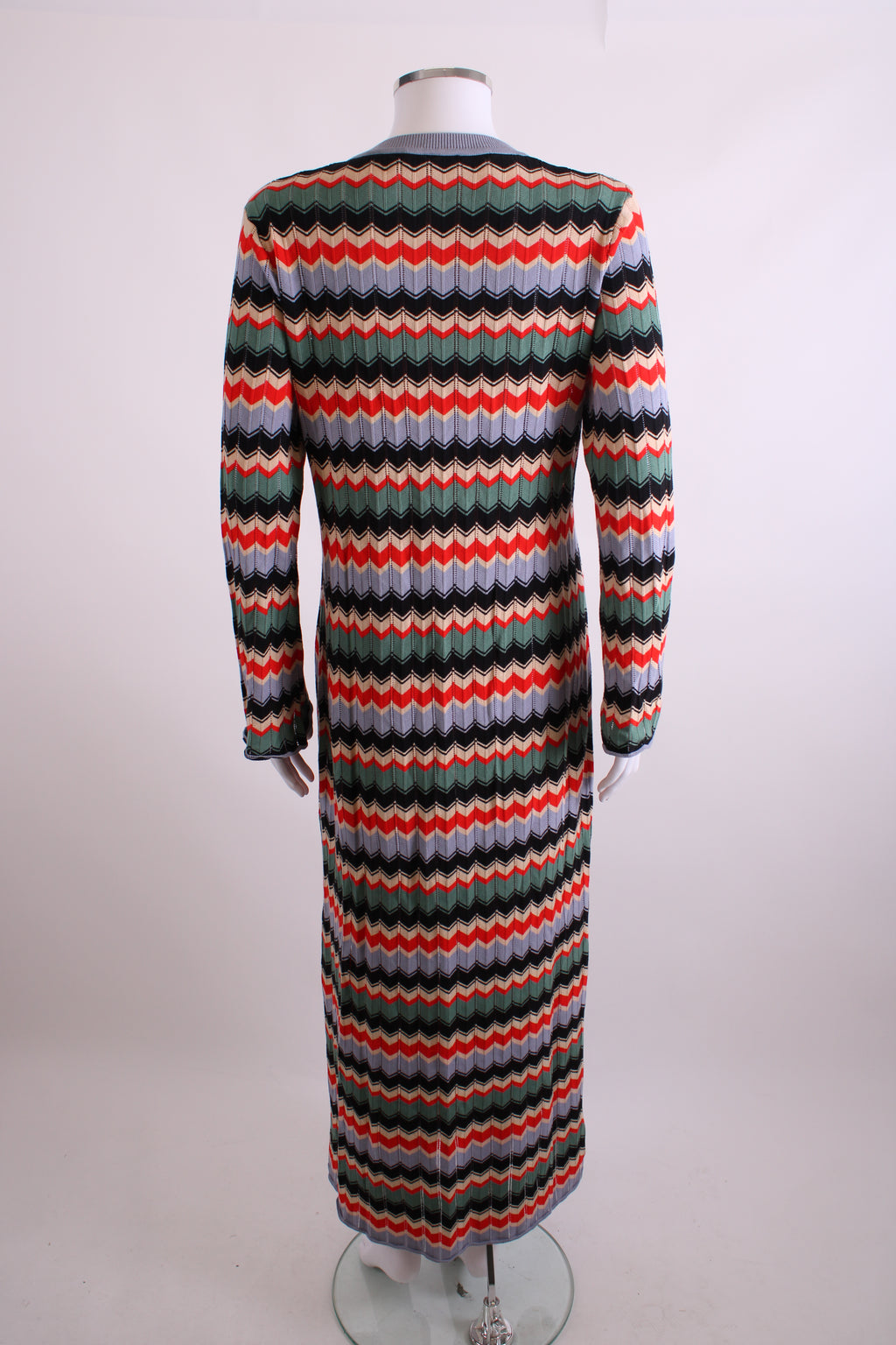 Rixo L/S Chevron Knit Dress Red/ Cream 10