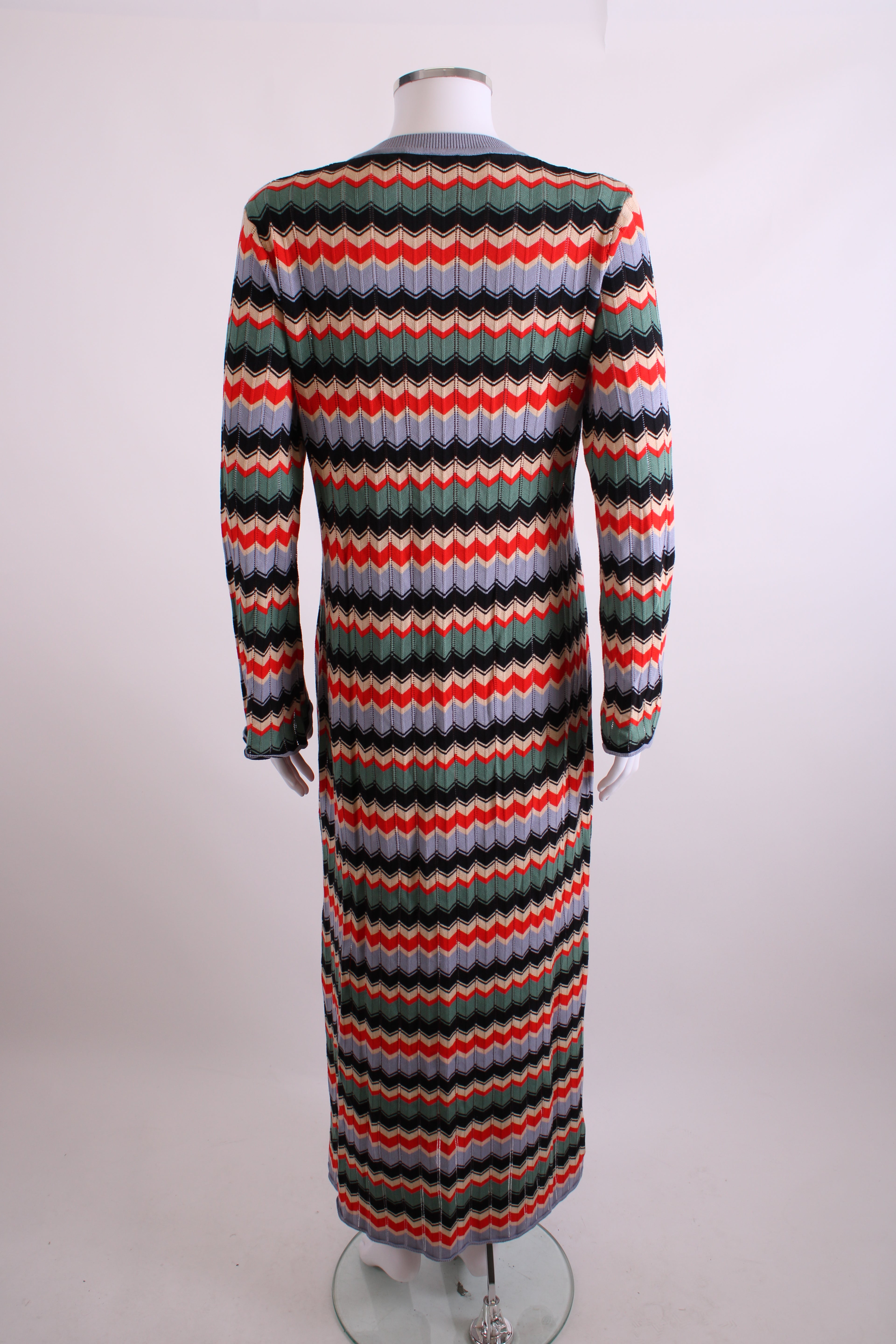 Rixo L/S Chevron Knit Dress Red/ Cream 10