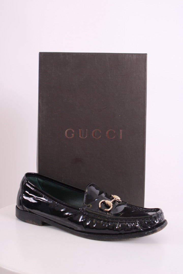Gucci Patent Horsebit Loafers Black 41