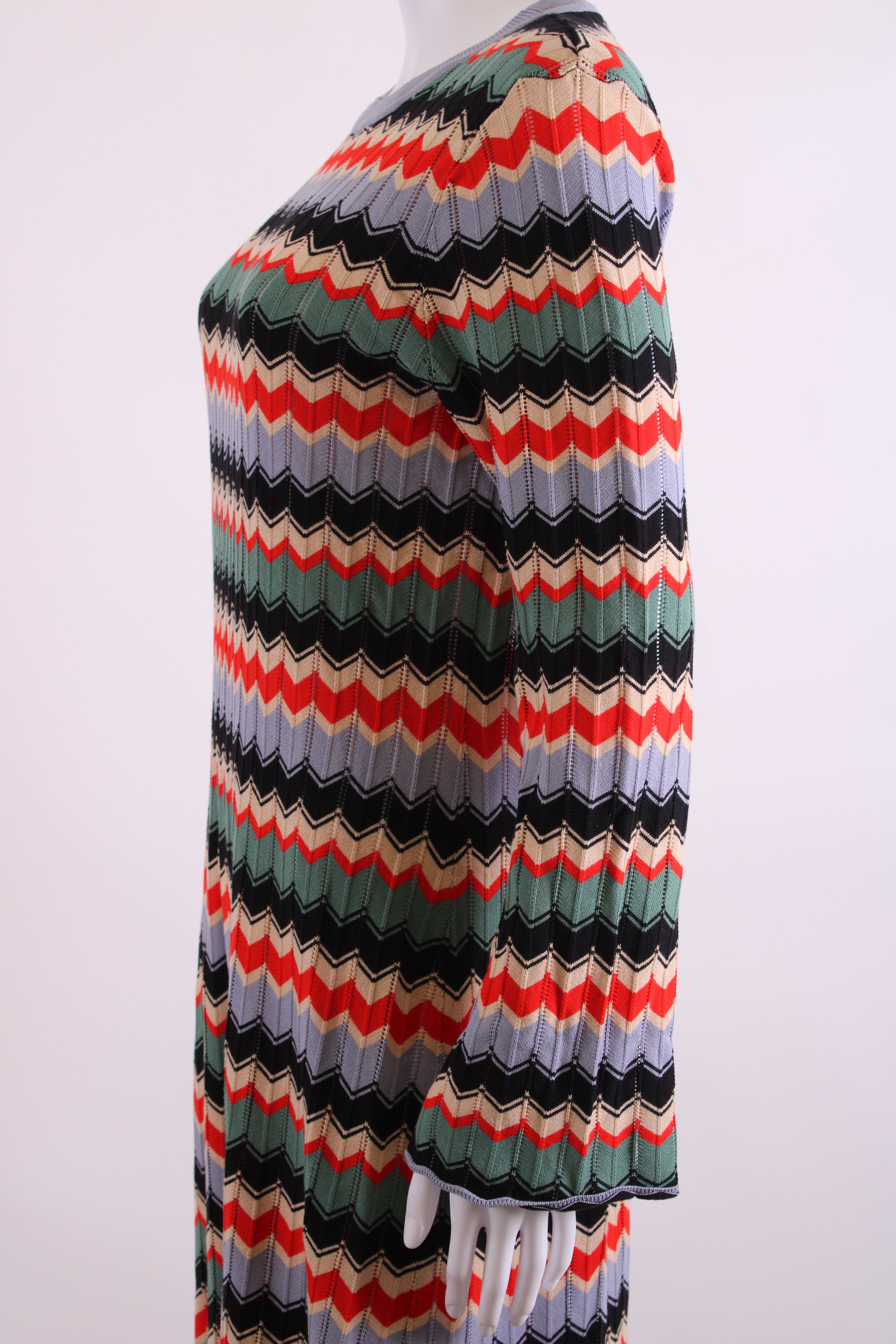 Rixo L/S Chevron Knit Dress Red/ Cream 10