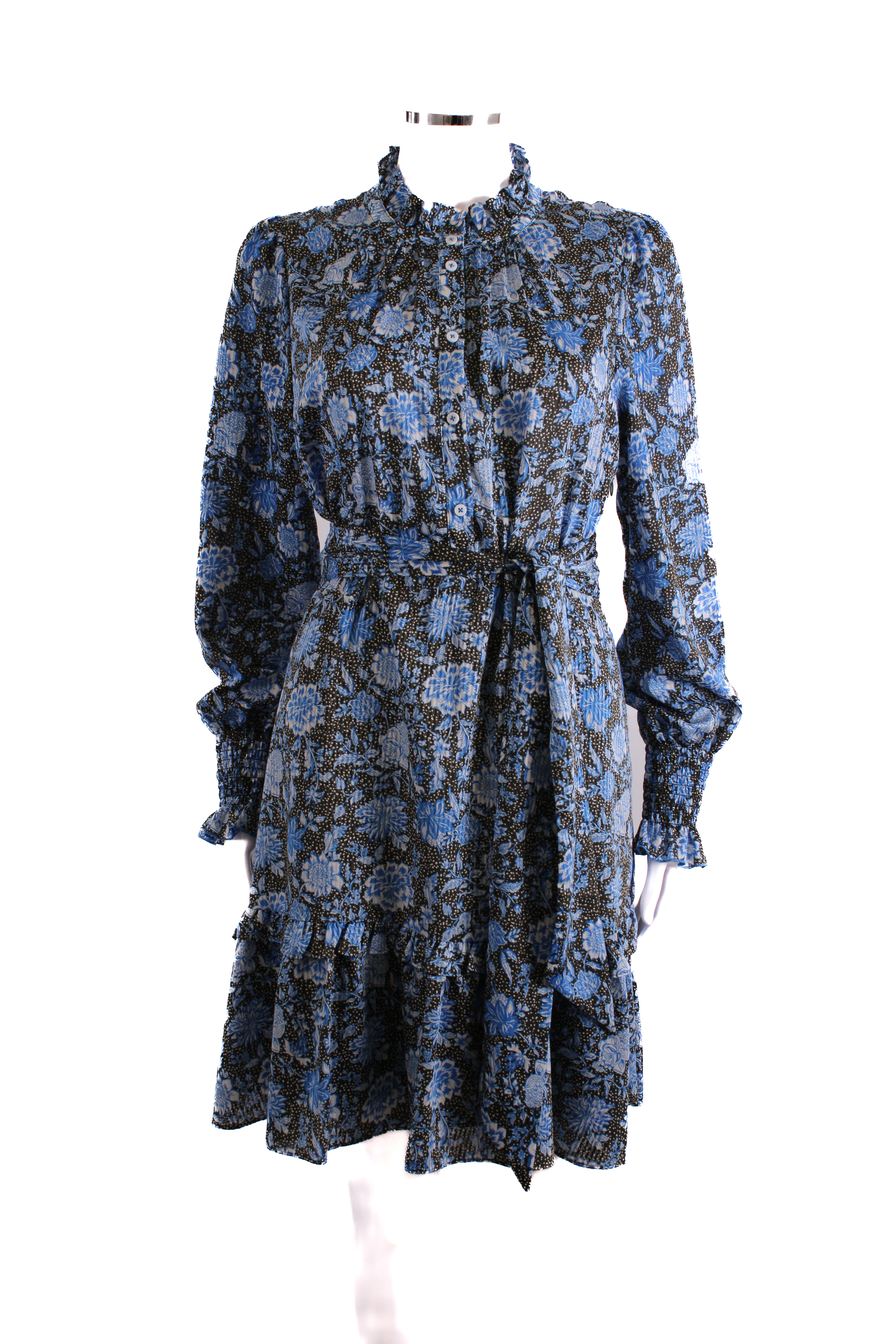 ME+EM L/S Floral Dress Blue/ Black 12