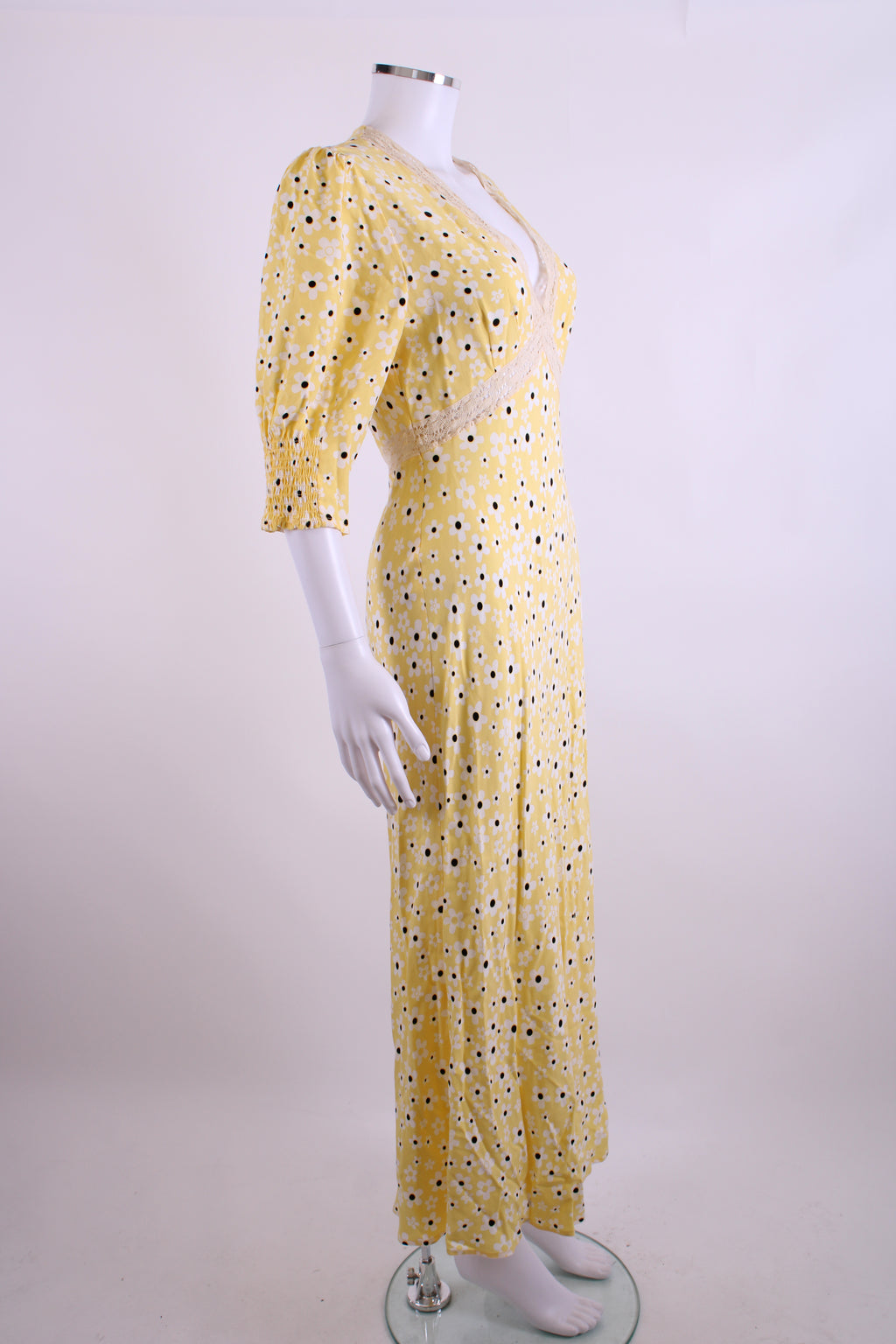 Rixo S/S Flower Print Dress Yellow/ White 10