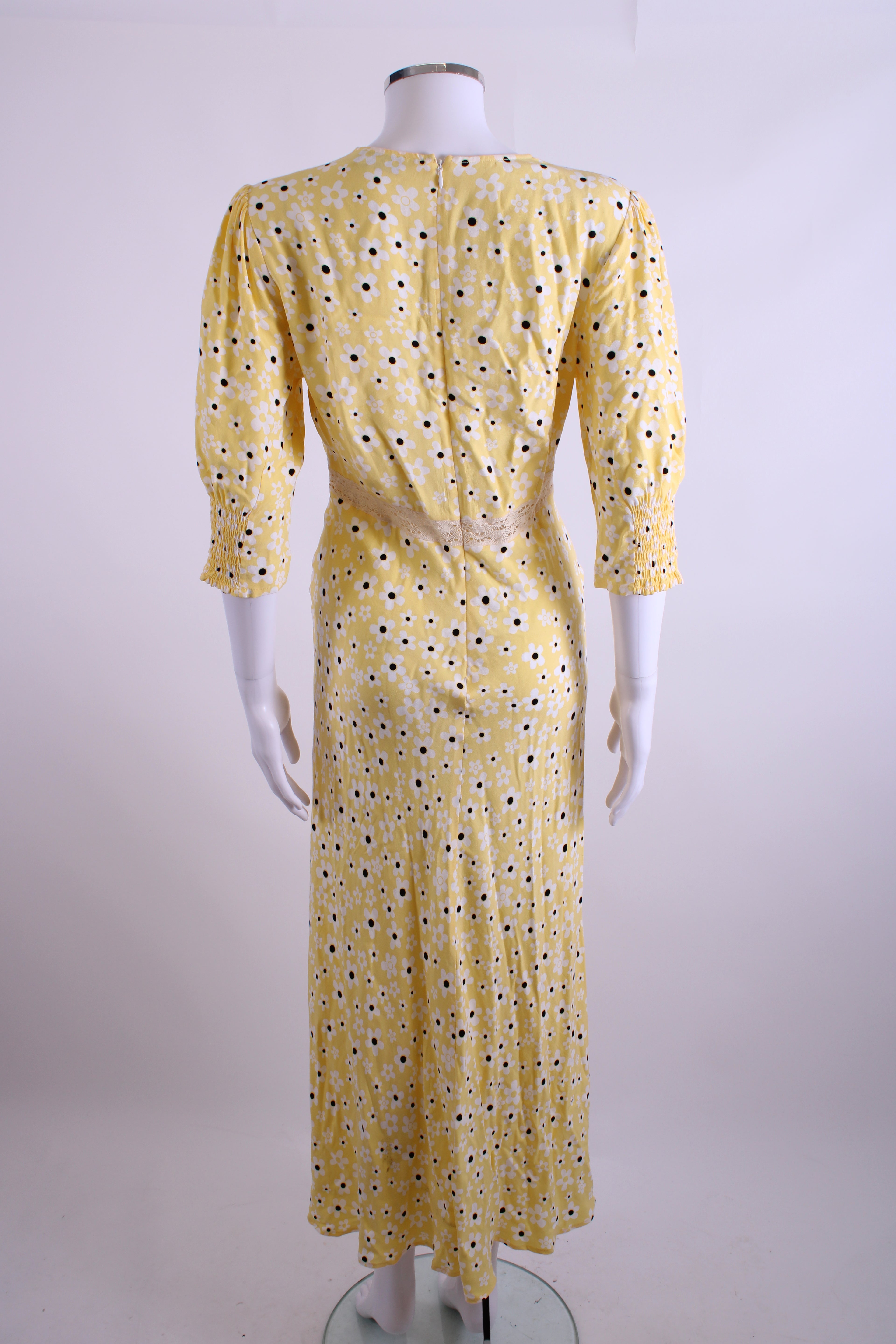Rixo S/S Flower Print Dress Yellow/ White 10