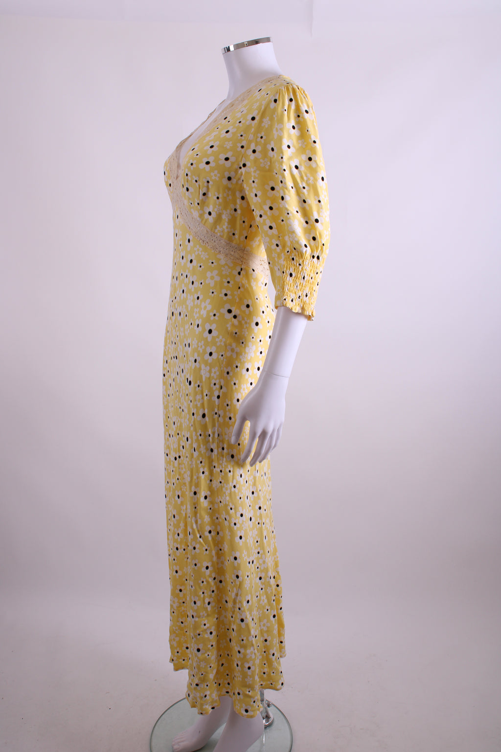 Rixo S/S Flower Print Dress Yellow/ White 10