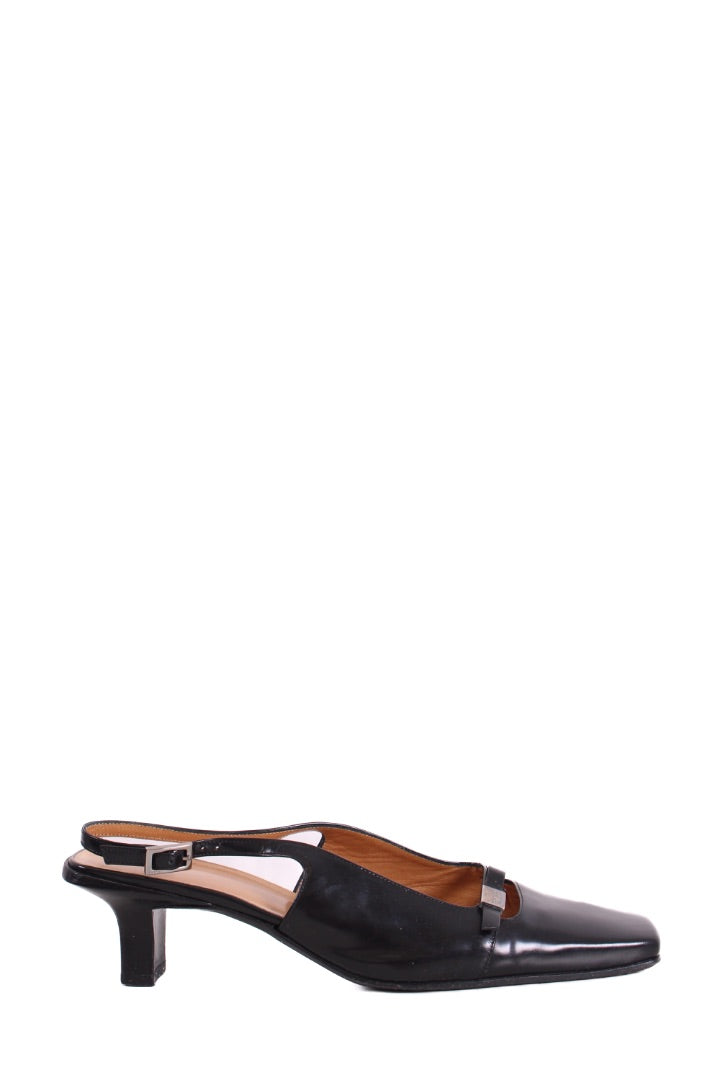 Gucci Square Toe Slingback Heels Black 40.5