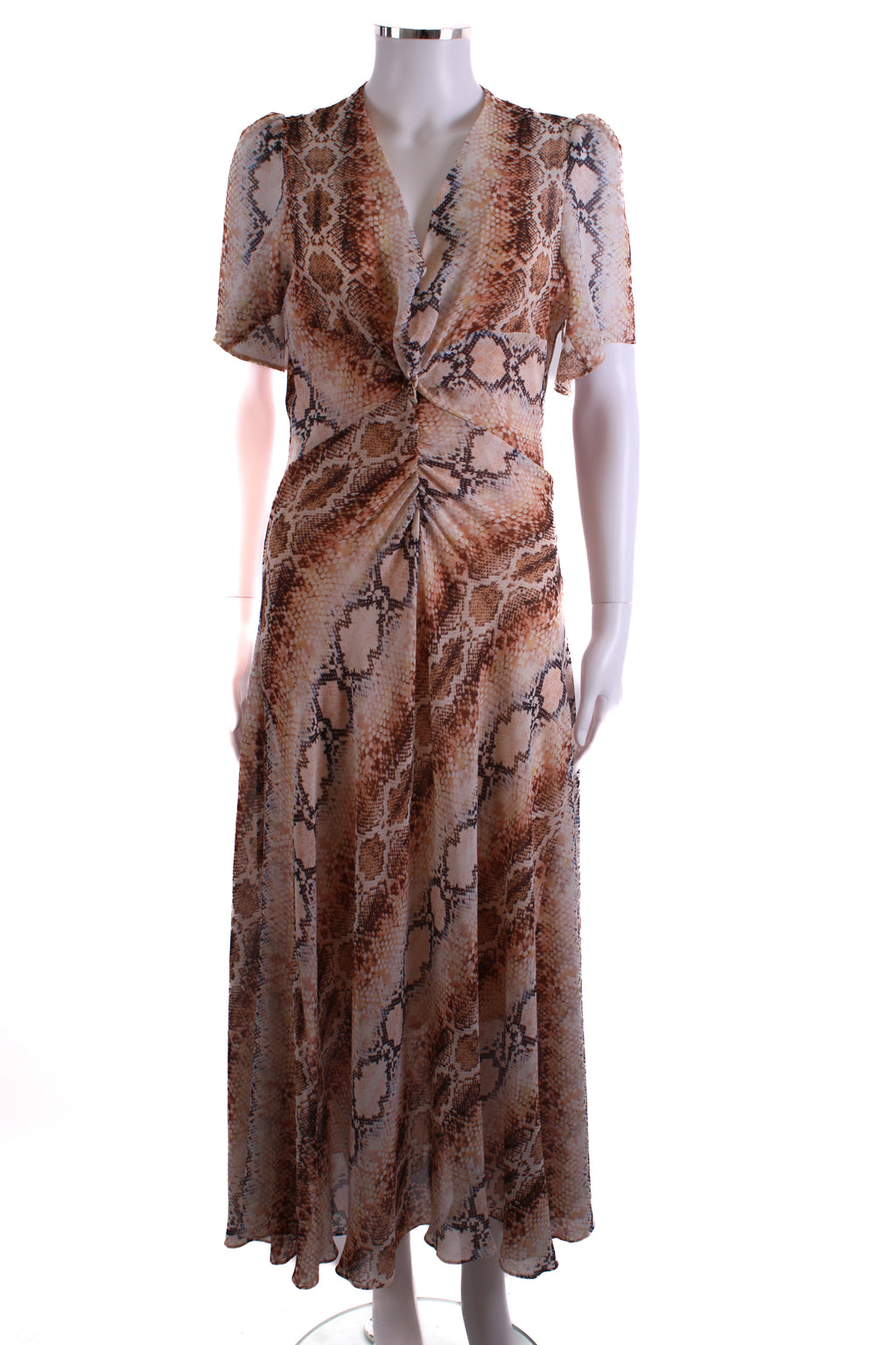 Maje S/S Snake Print Dress Beige M