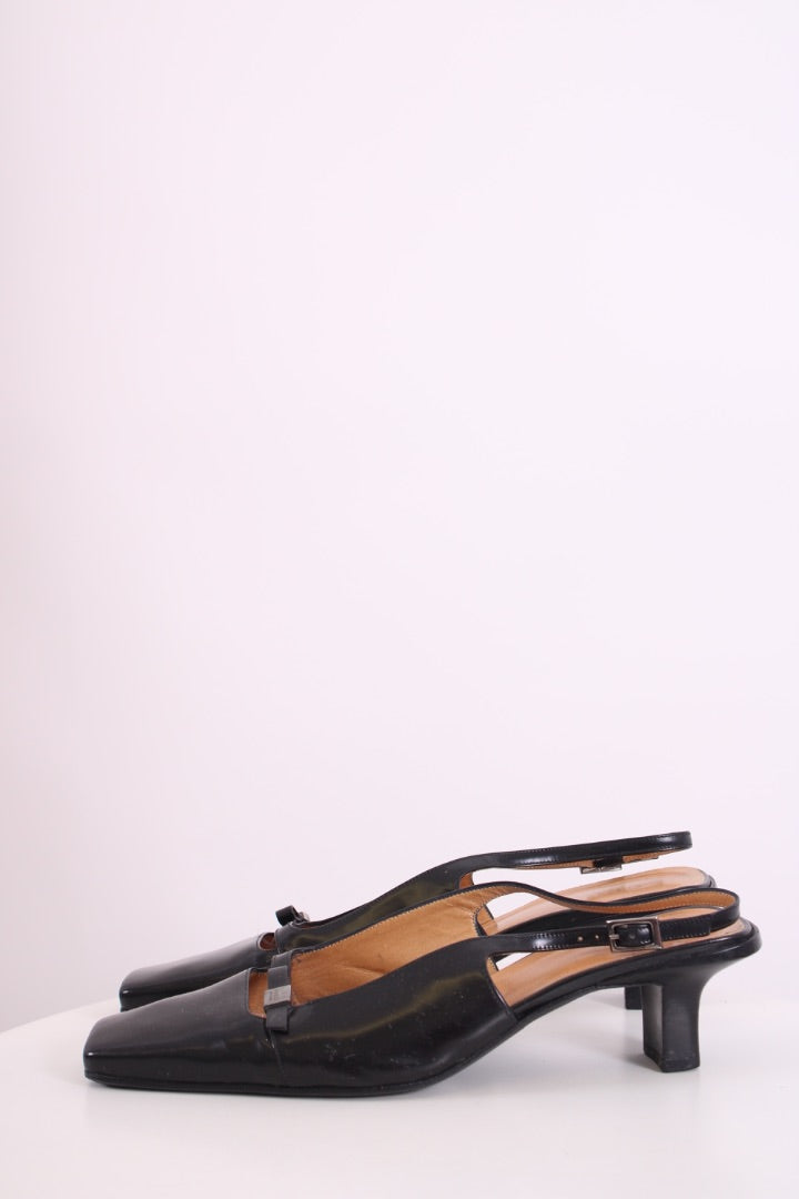 Gucci Square Toe Slingback Heels Black 40.5
