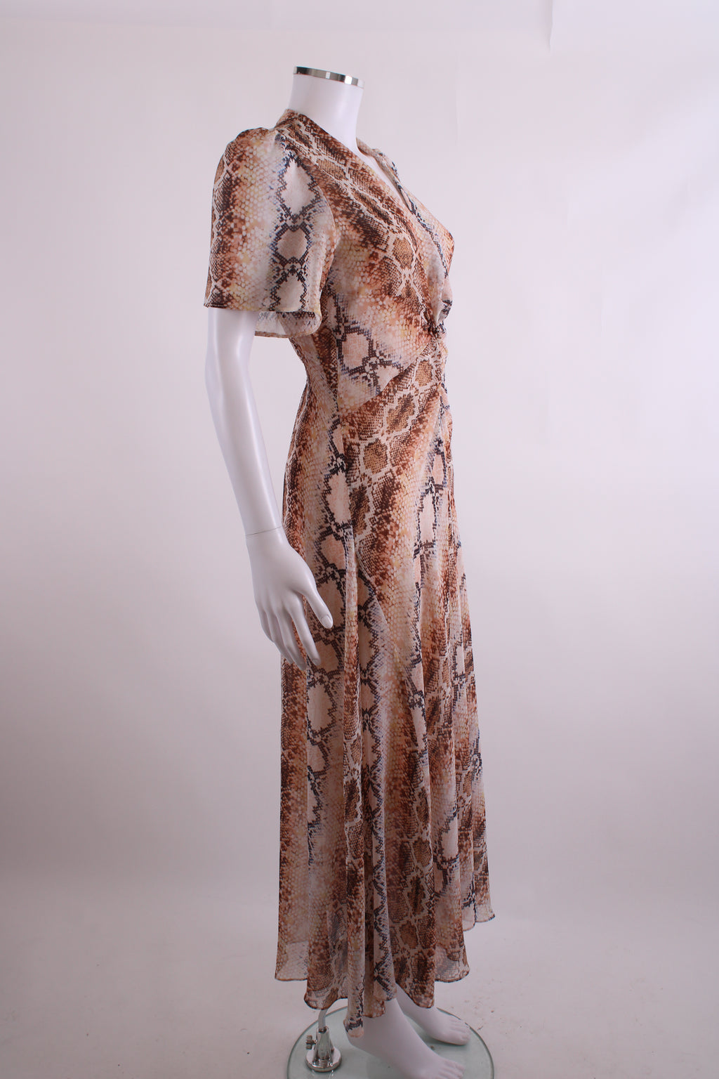 Maje S/S Snake Print Dress Beige M