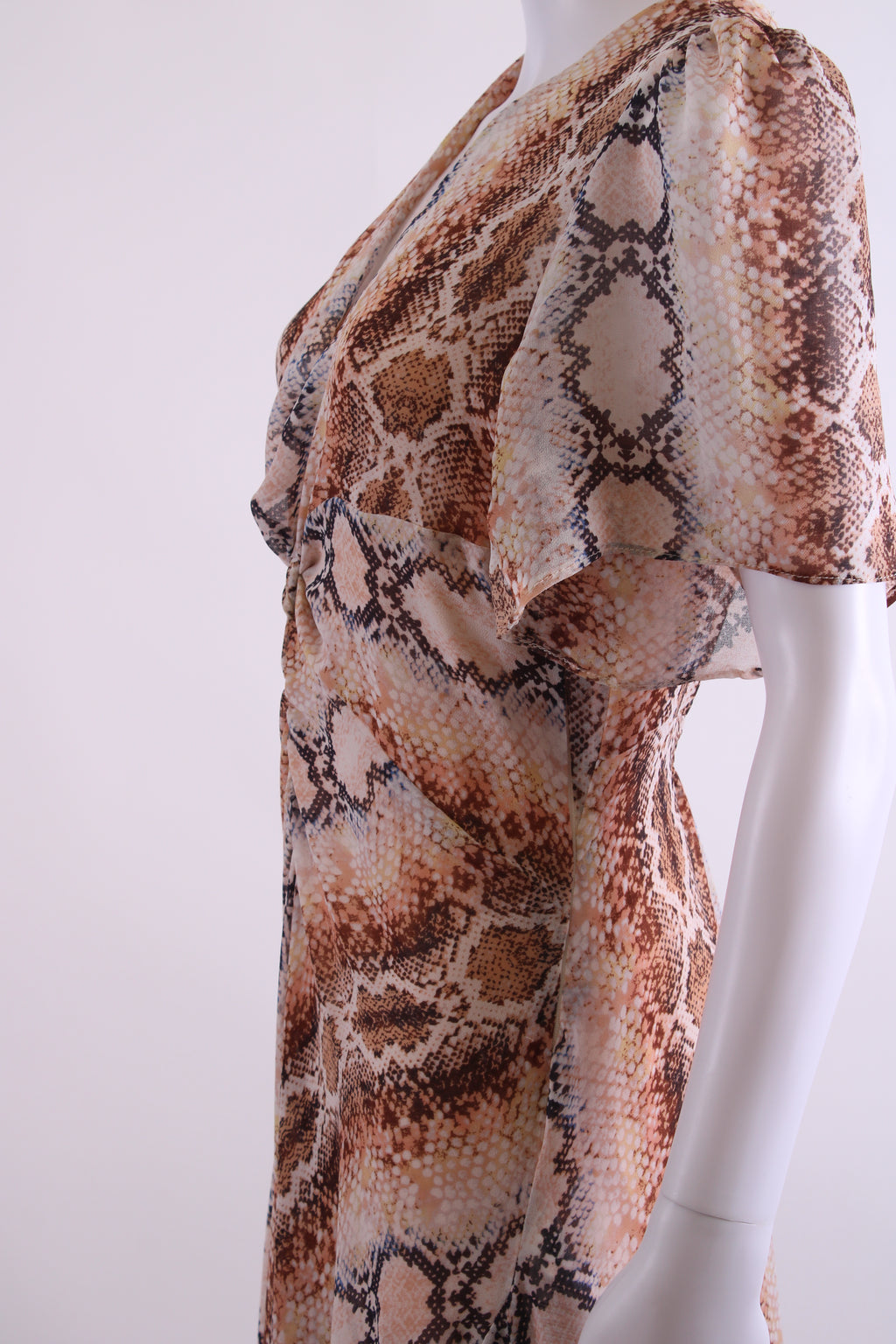 Maje S/S Snake Print Dress Beige M