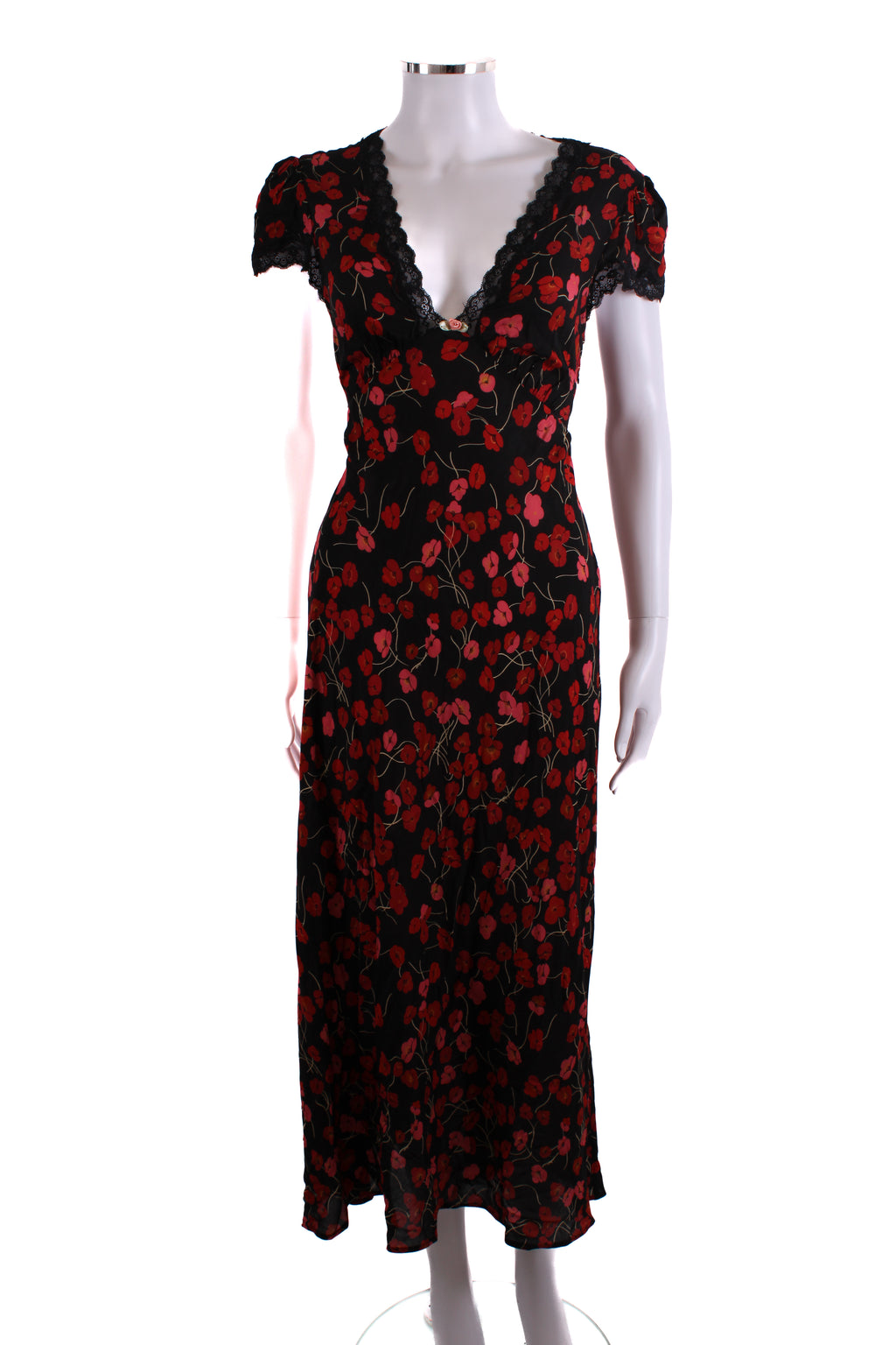 Rixo S/S Floral Dress Black/ Red 10