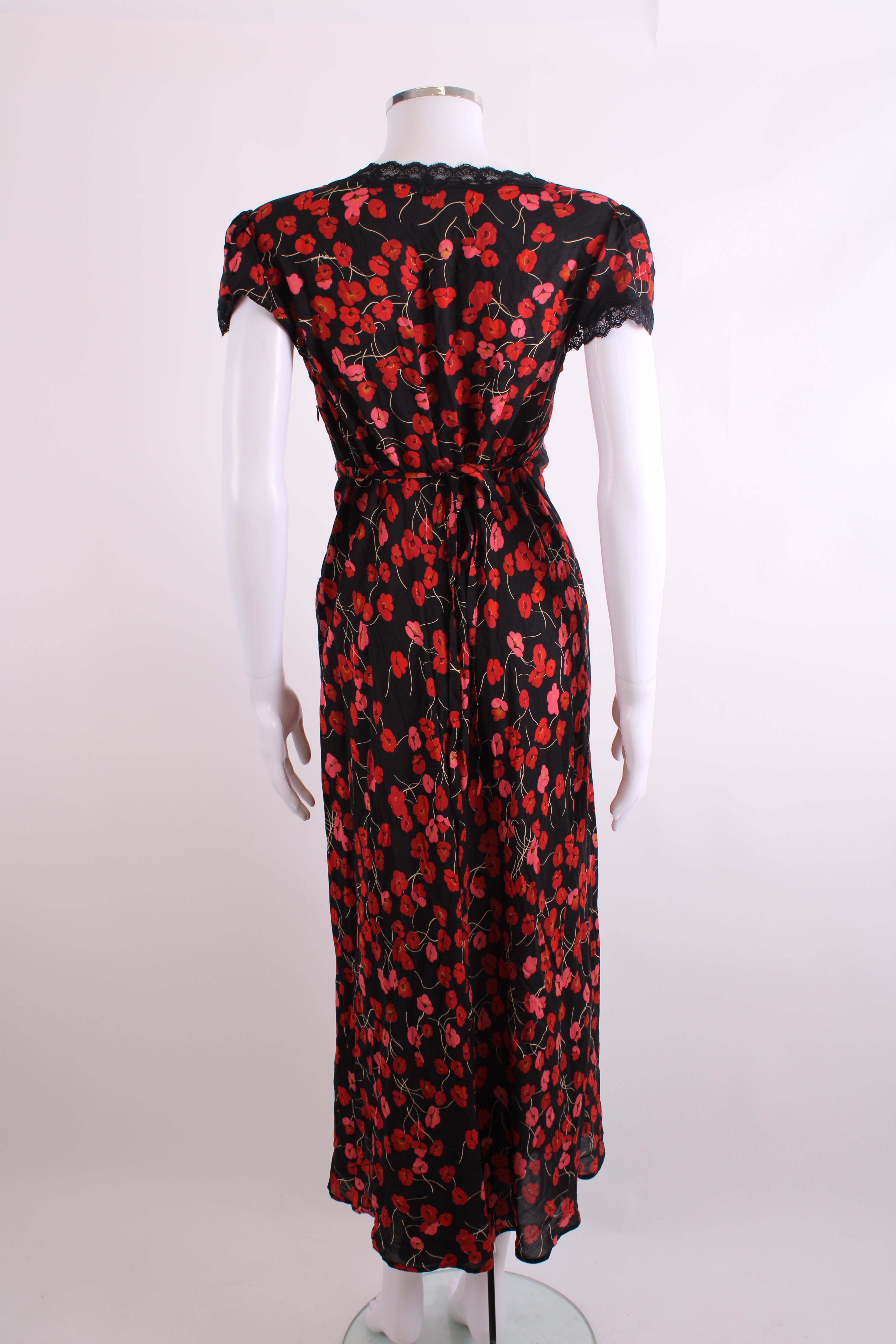 Rixo S/S Floral Dress Black/ Red 10