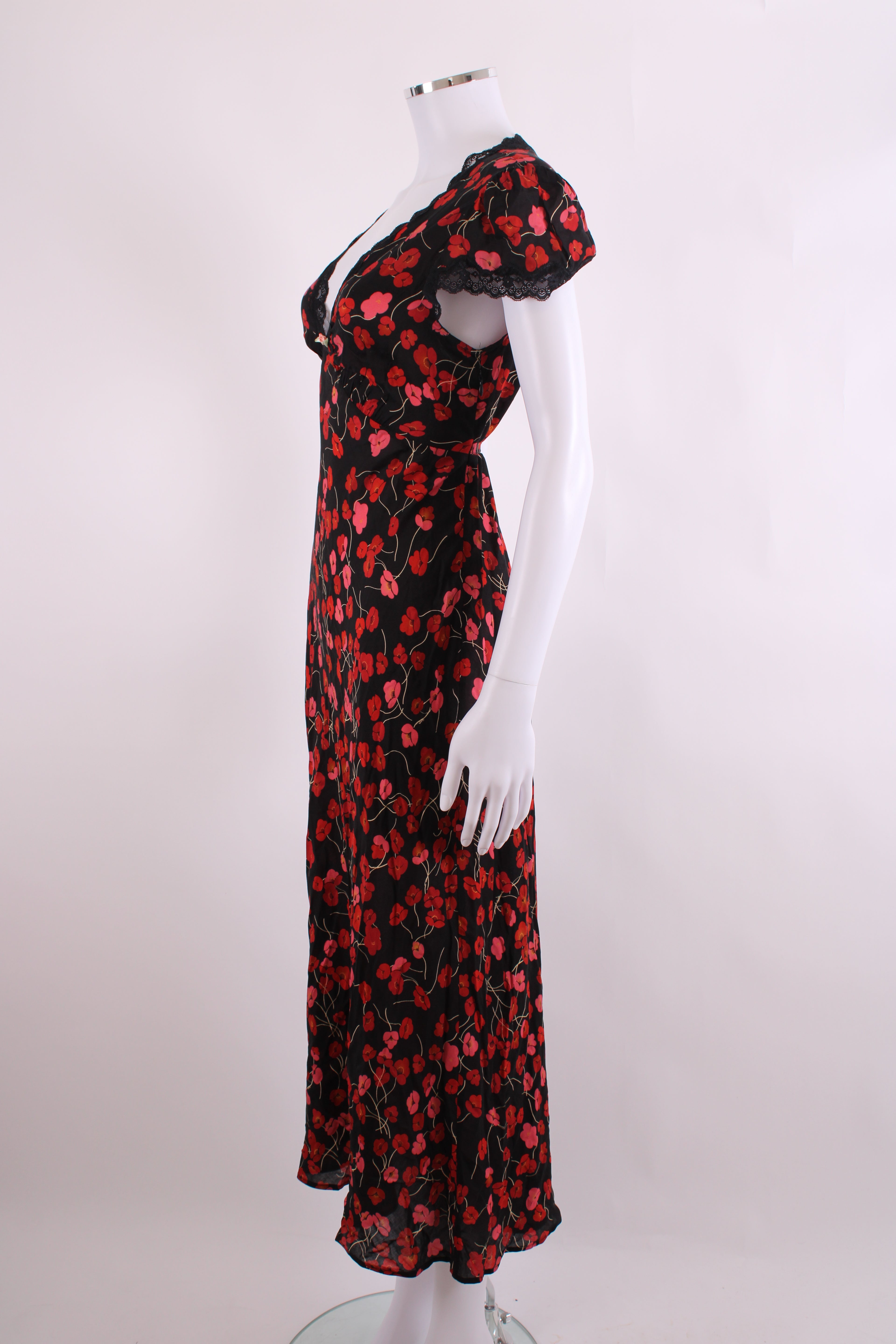 Rixo S/S Floral Dress Black/ Red 10
