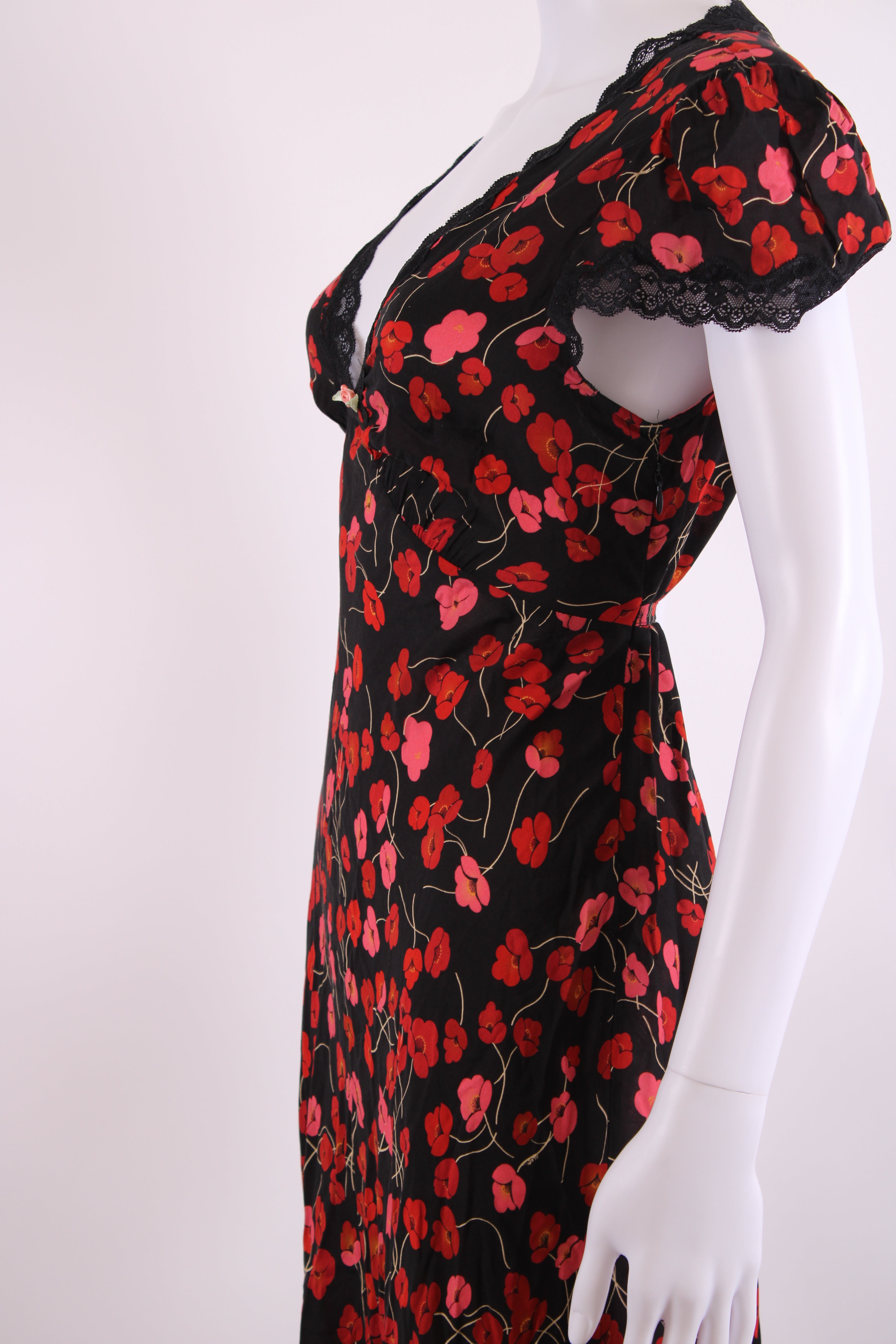Rixo S/S Floral Dress Black/ Red 10