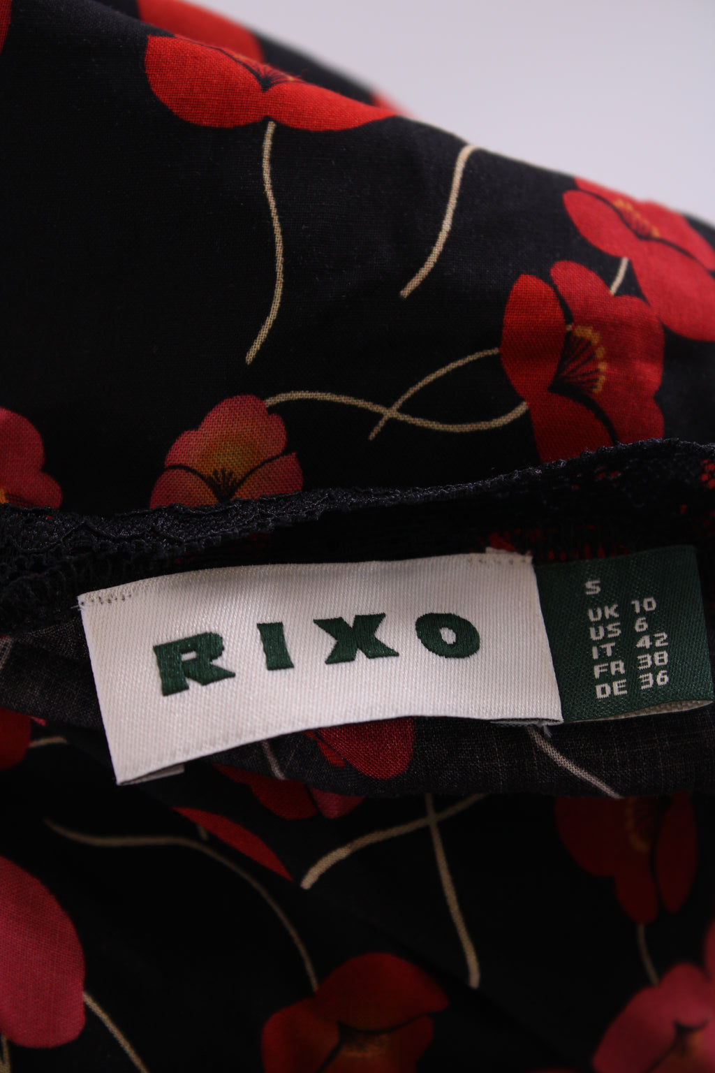 Rixo S/S Floral Dress Black/ Red 10