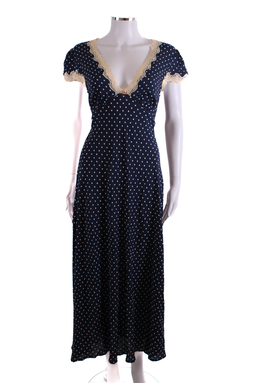 Rixo S/S Polka Dot Dress Navy/ Cream 10
