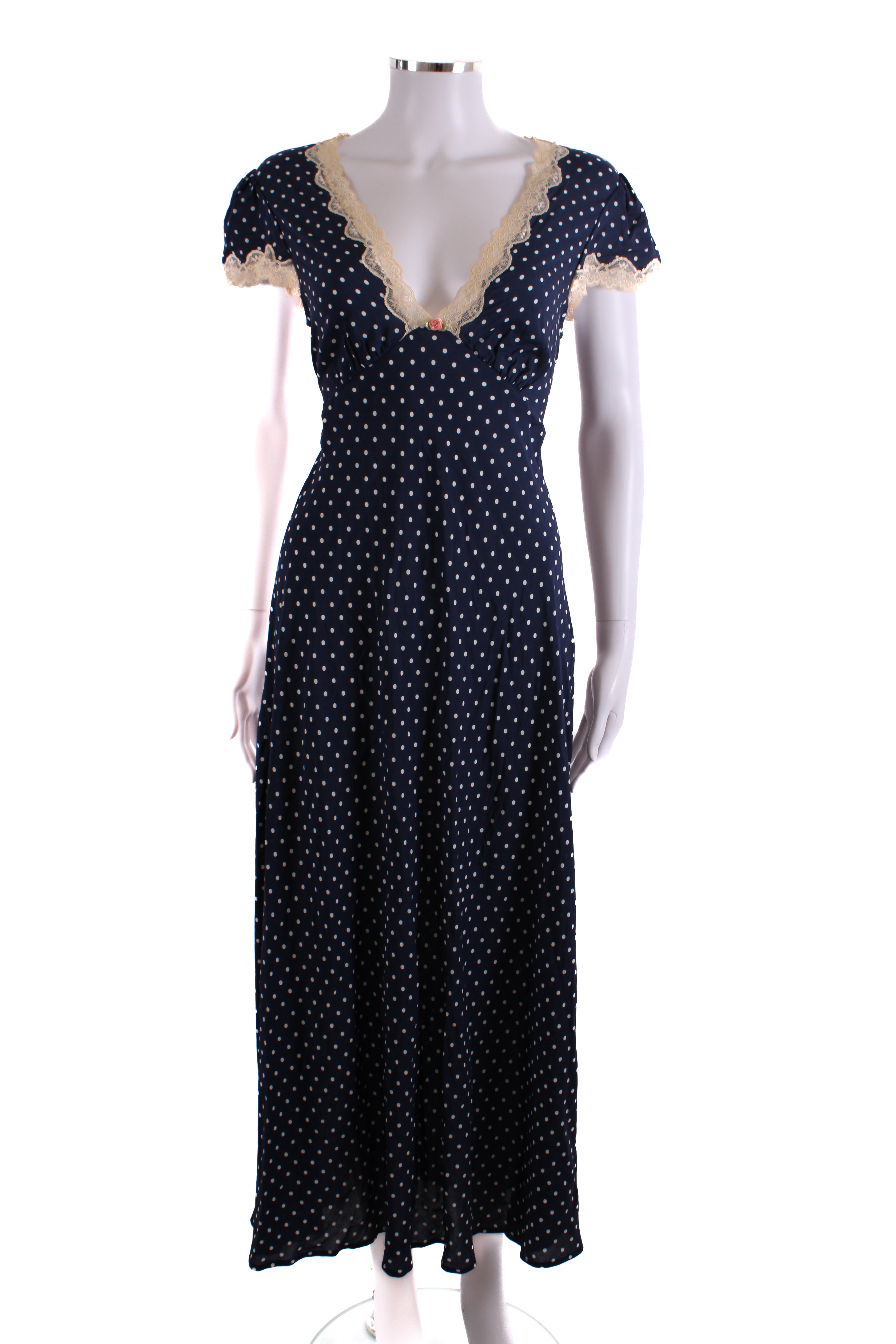 Rixo S/S Polka Dot Dress Navy/ Cream 10