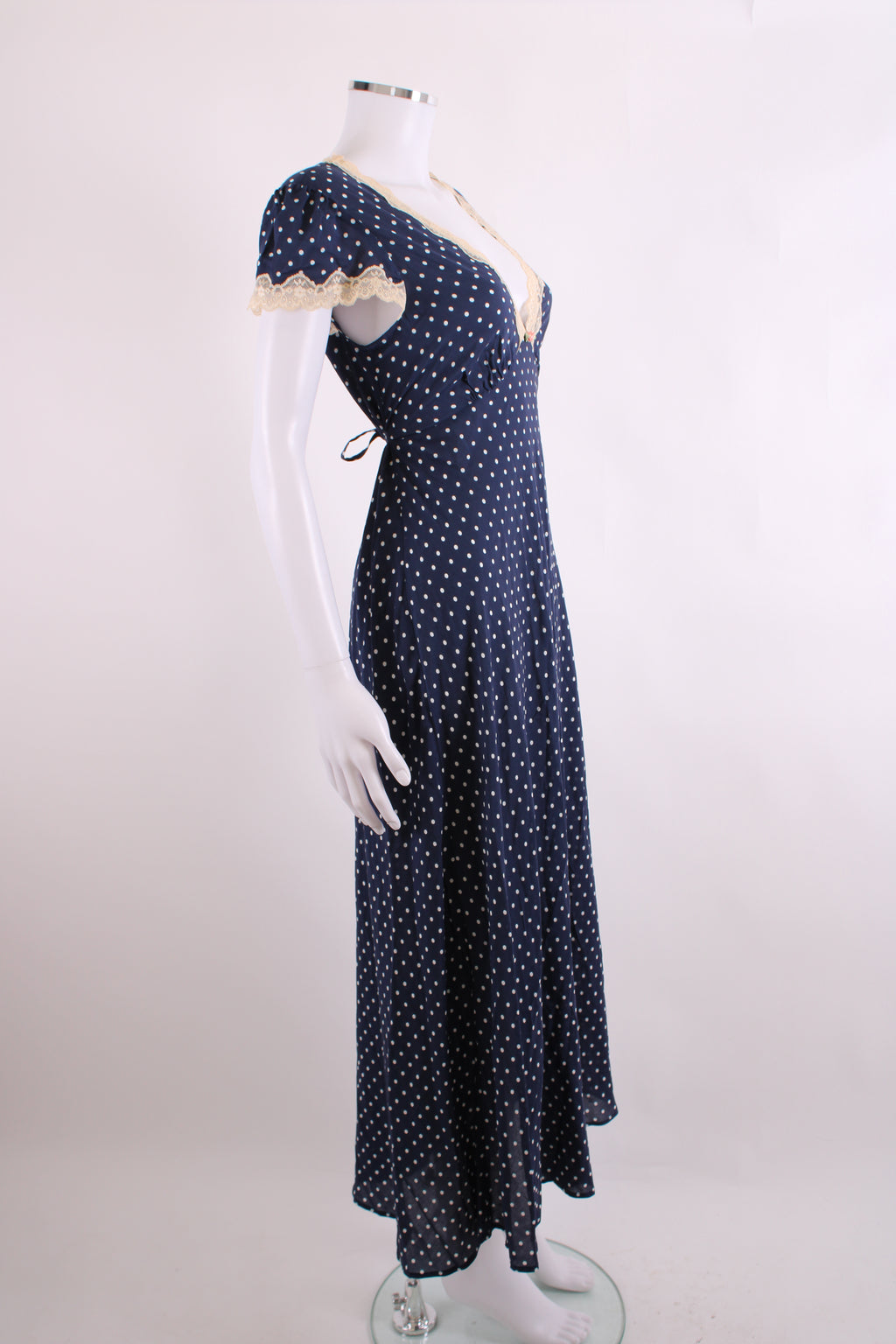 Rixo S/S Polka Dot Dress Navy/ Cream 10