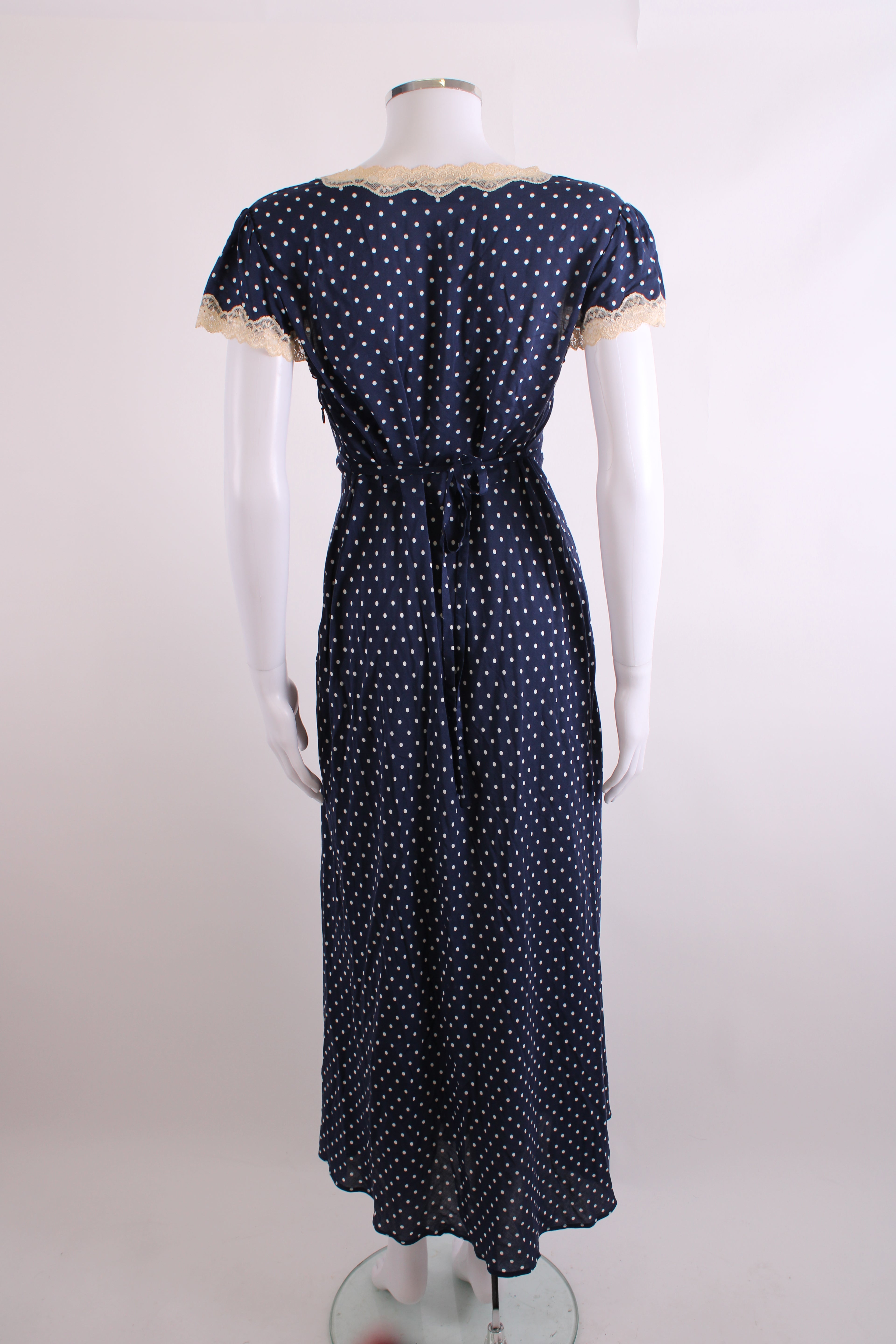 Rixo S/S Polka Dot Dress Navy/ Cream 10