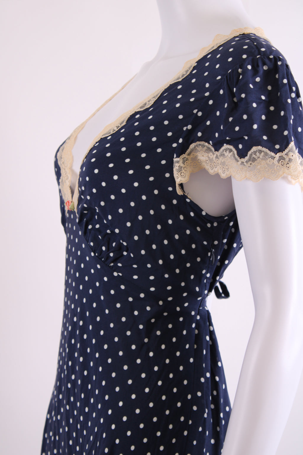 Rixo S/S Polka Dot Dress Navy/ Cream 10