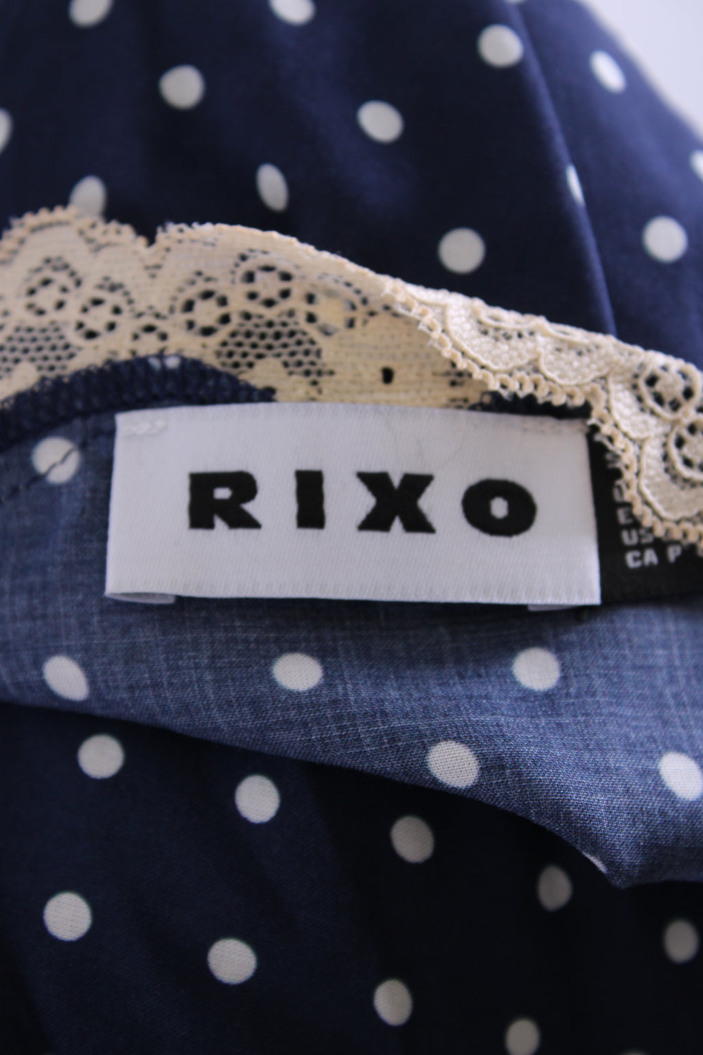 Rixo S/S Polka Dot Dress Navy/ Cream 10