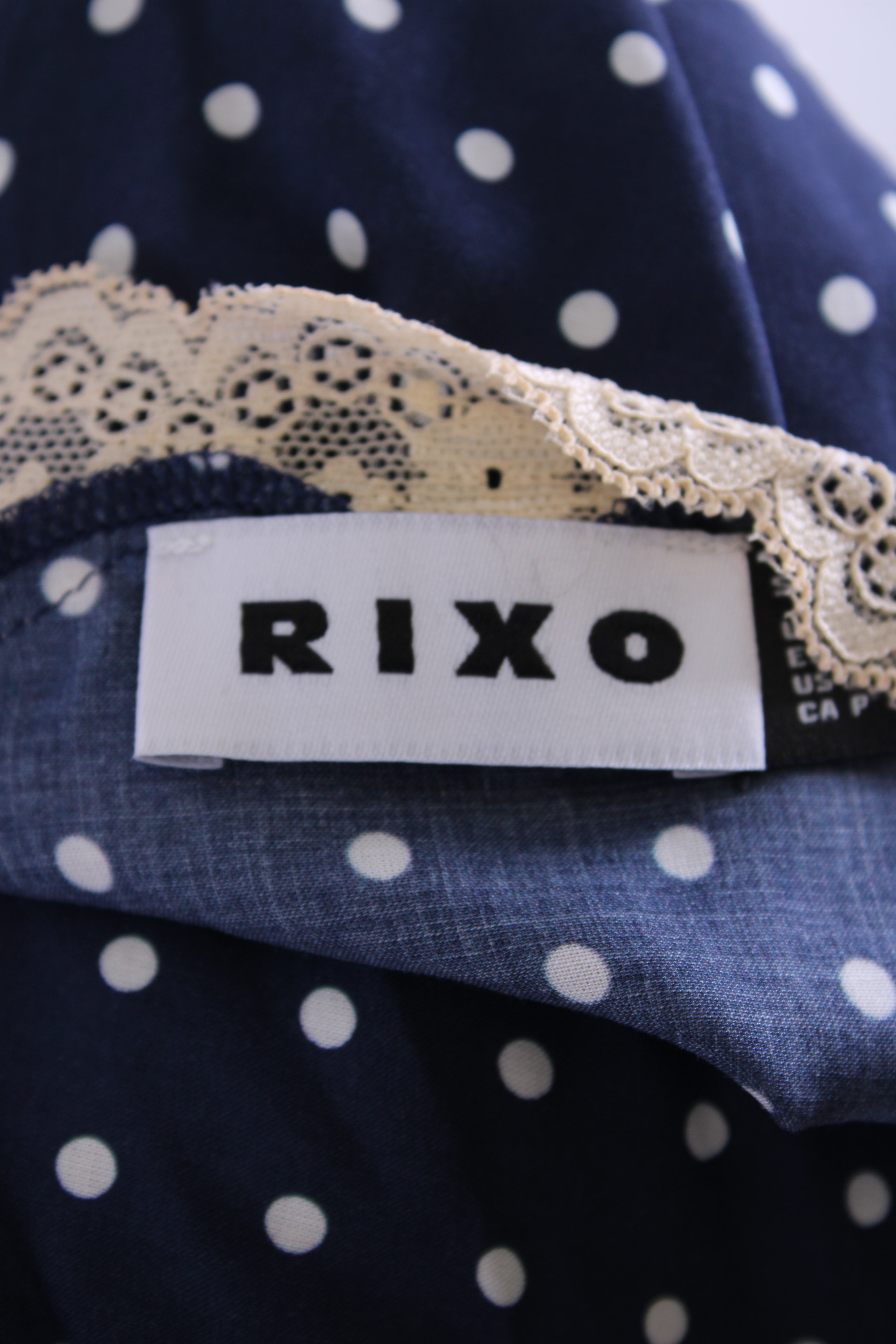 Rixo S/S Polka Dot Dress Navy/ Cream 10