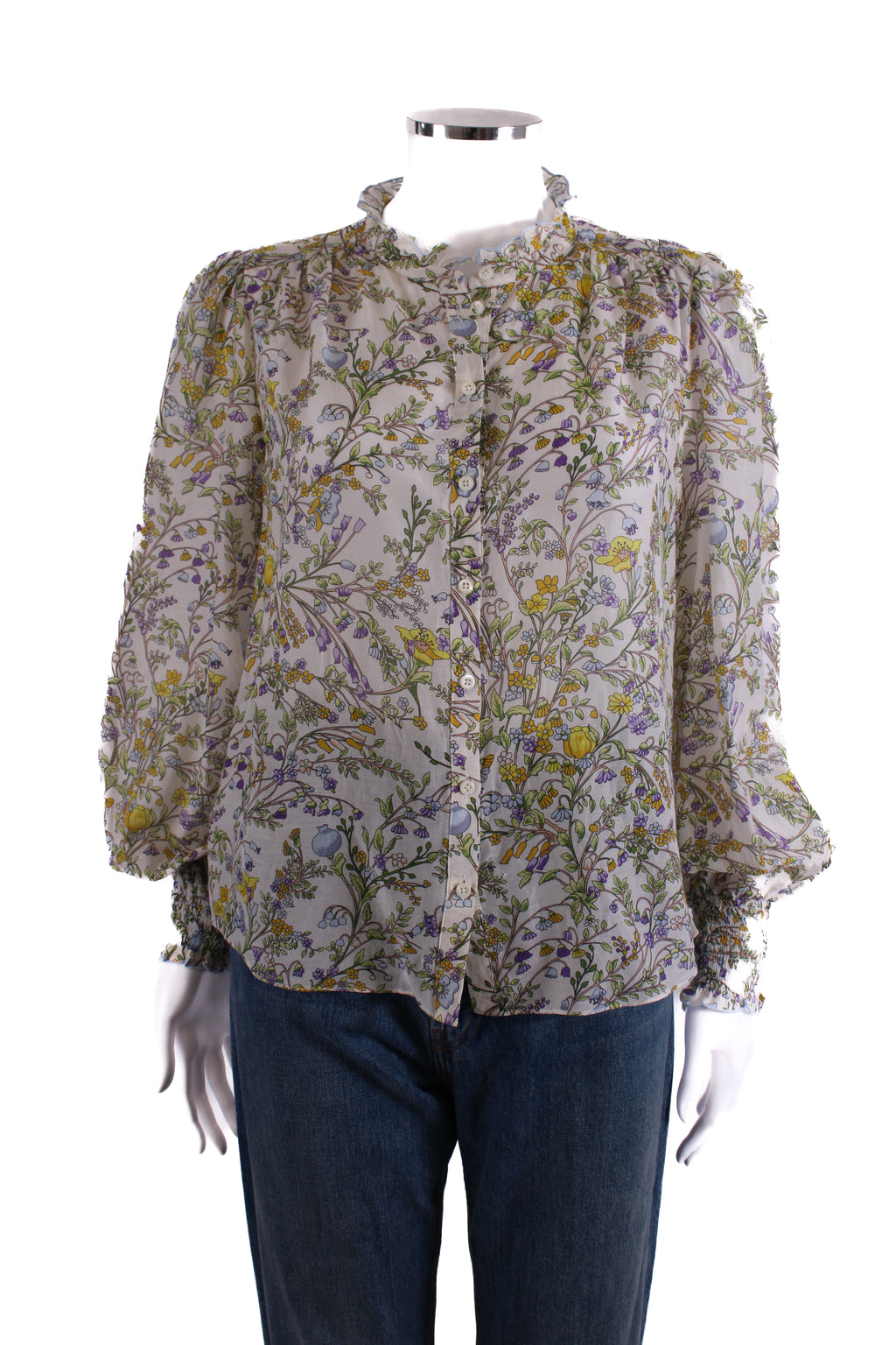 ME+EM L/S Floral Blouse White/ Yellow 12