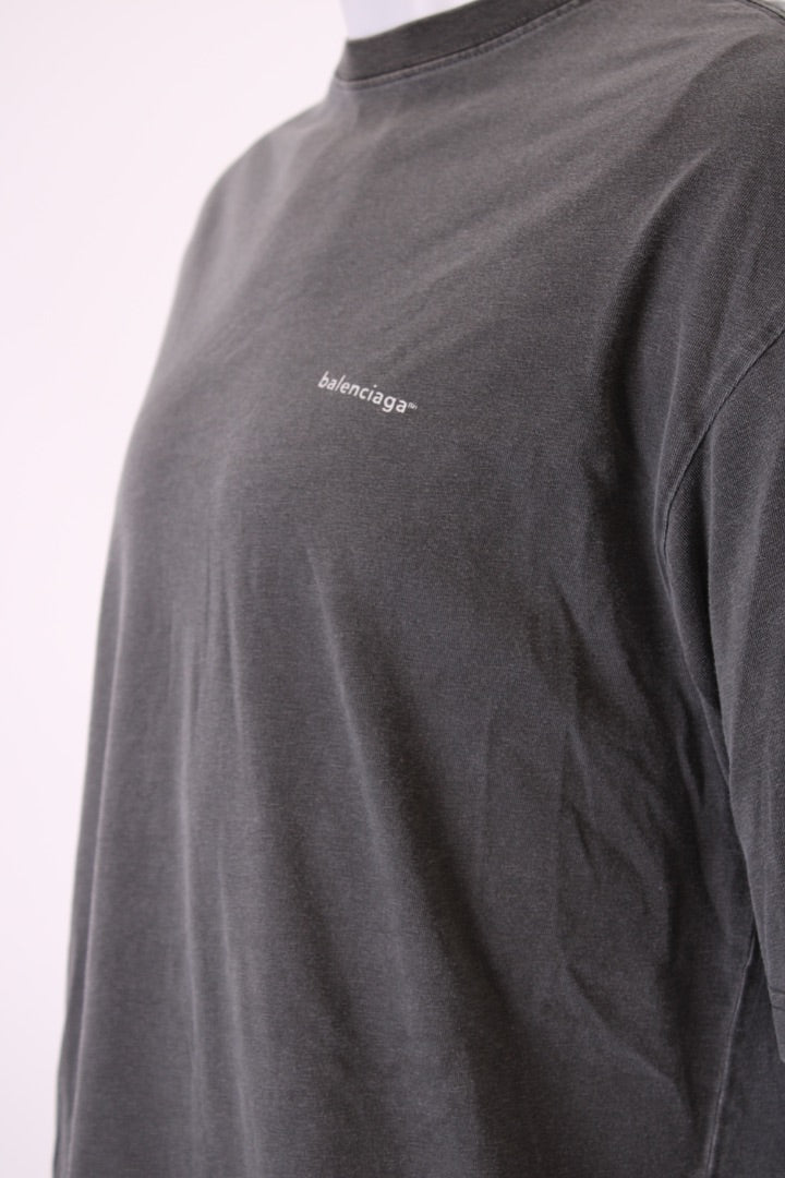 Balenciaga Logo T-shirt Washed Grey XS